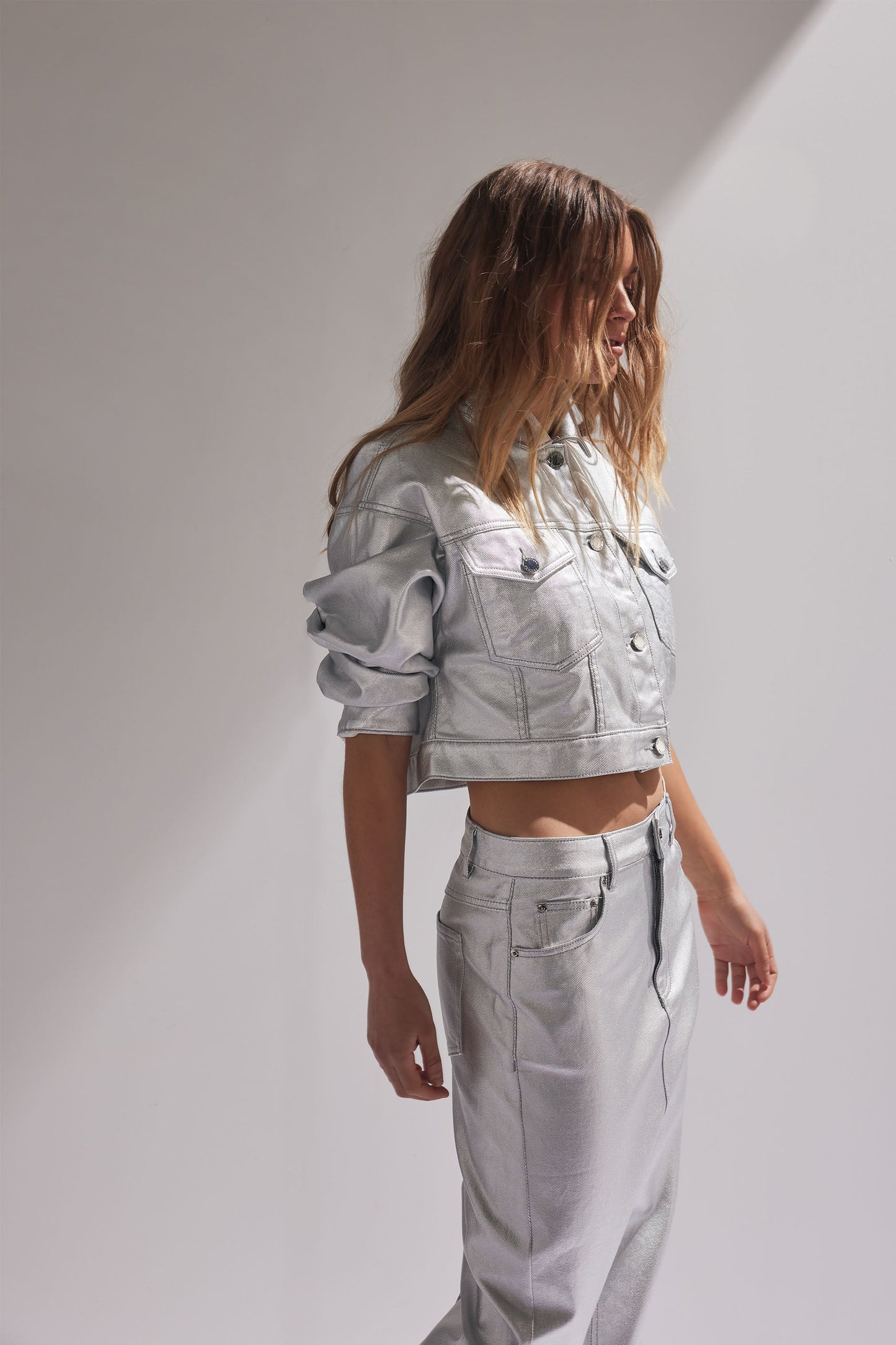 Daphne Metallic Denim Jacket