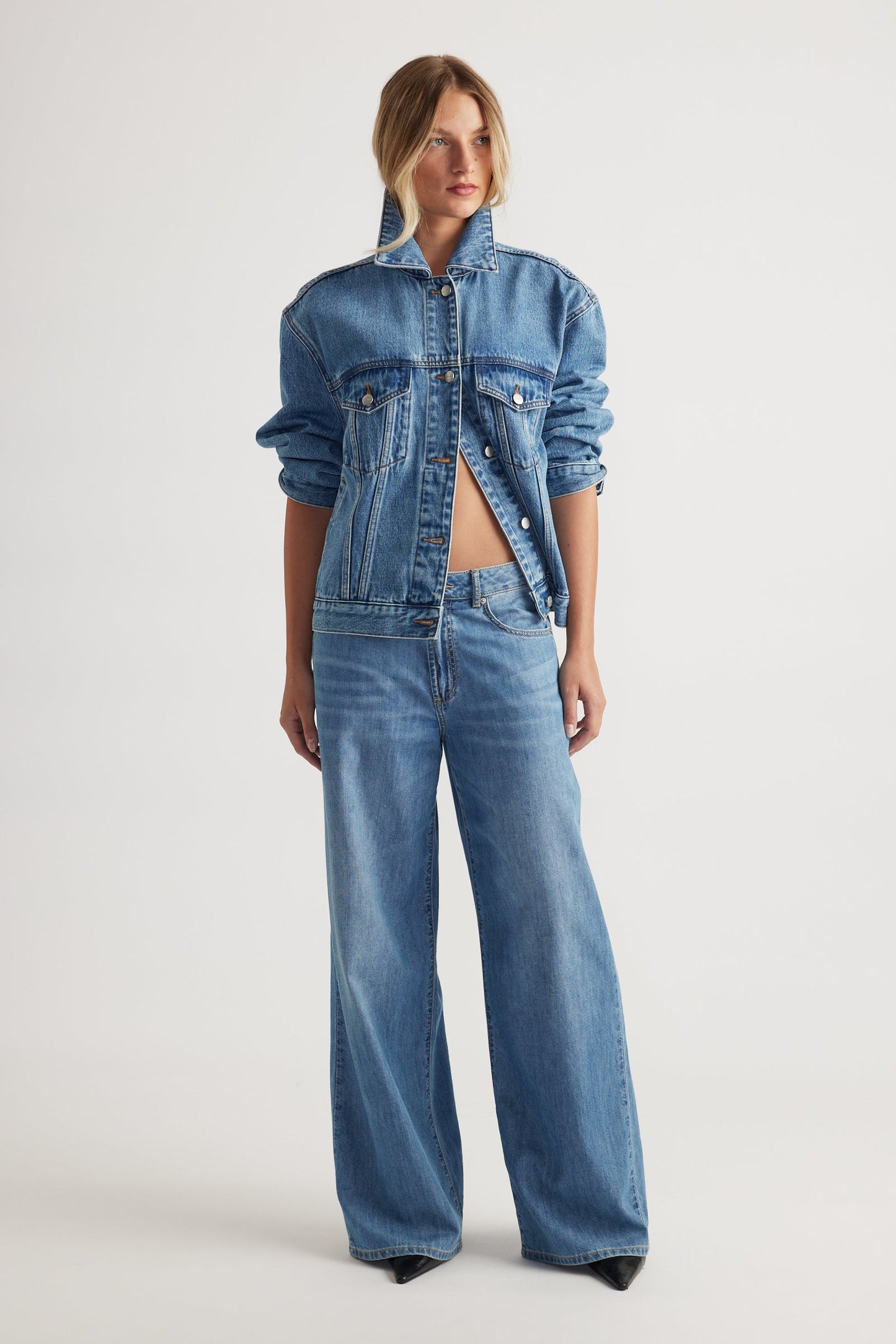 Jenna Mid Rise Palazzo Jeans