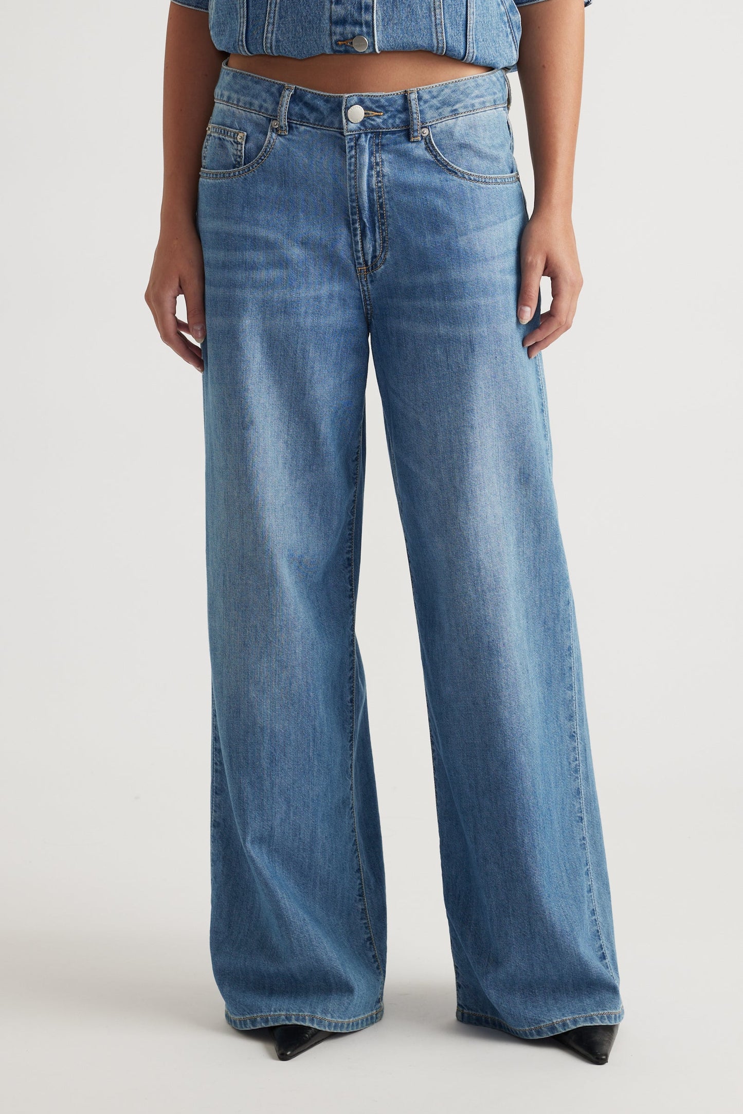 Jenna Mid Rise Palazzo Jeans