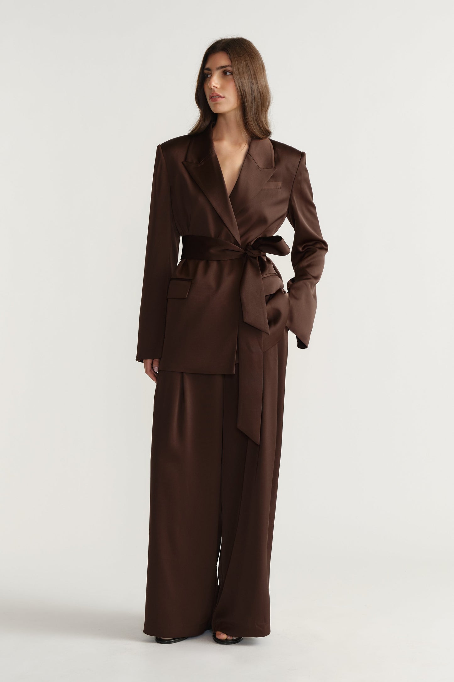 Sadie Satin Wrap Blazer
