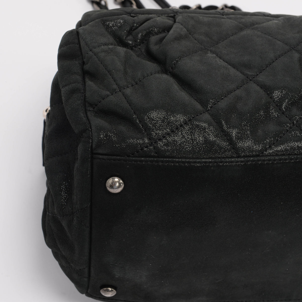 Iridescent Calfskin Chic Quilt Bowling Bag