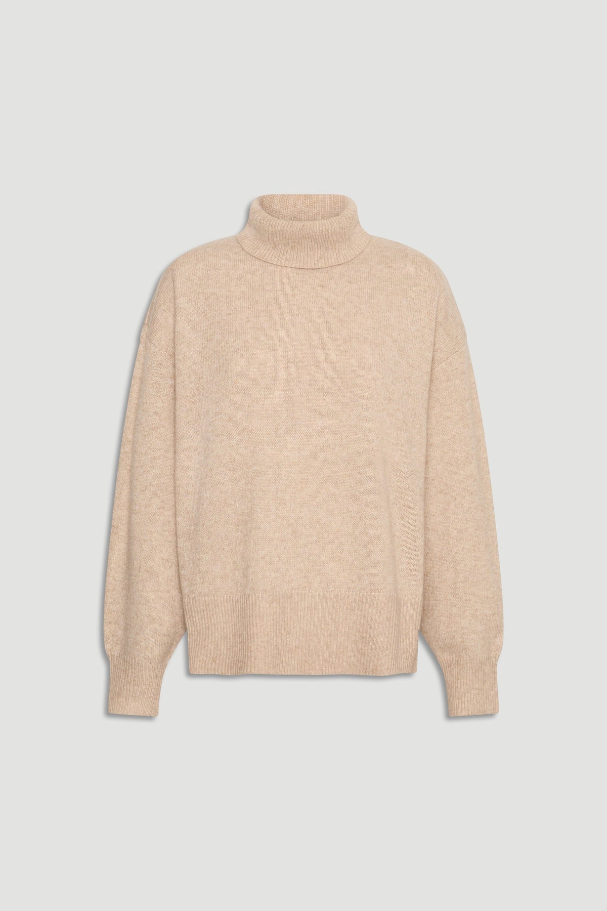 Roll Neck Knit Jumper in soft beige knitwear with cozy high neck and ribbed cuffs by Decjuba Australian fashion brand