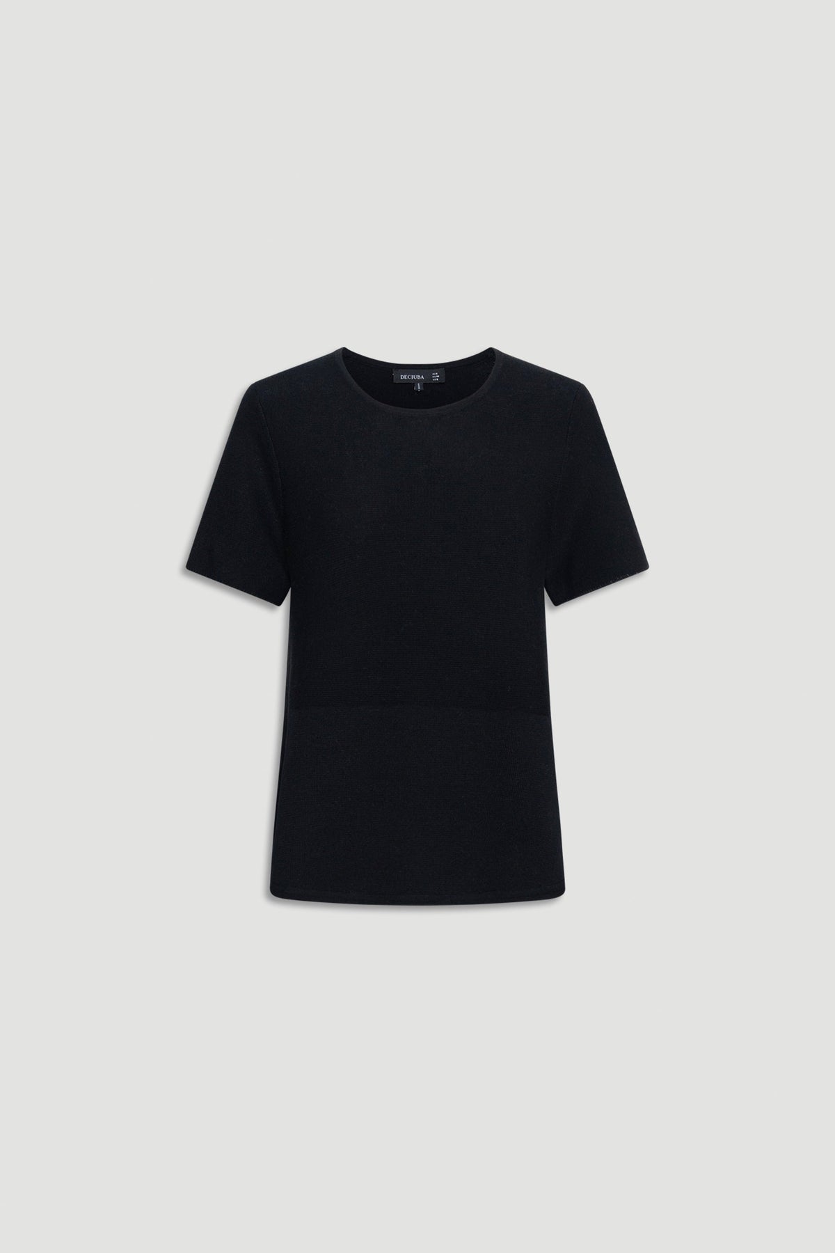Black knitted short sleeve top with a classic round neckline for a versatile everyday knitwear option
