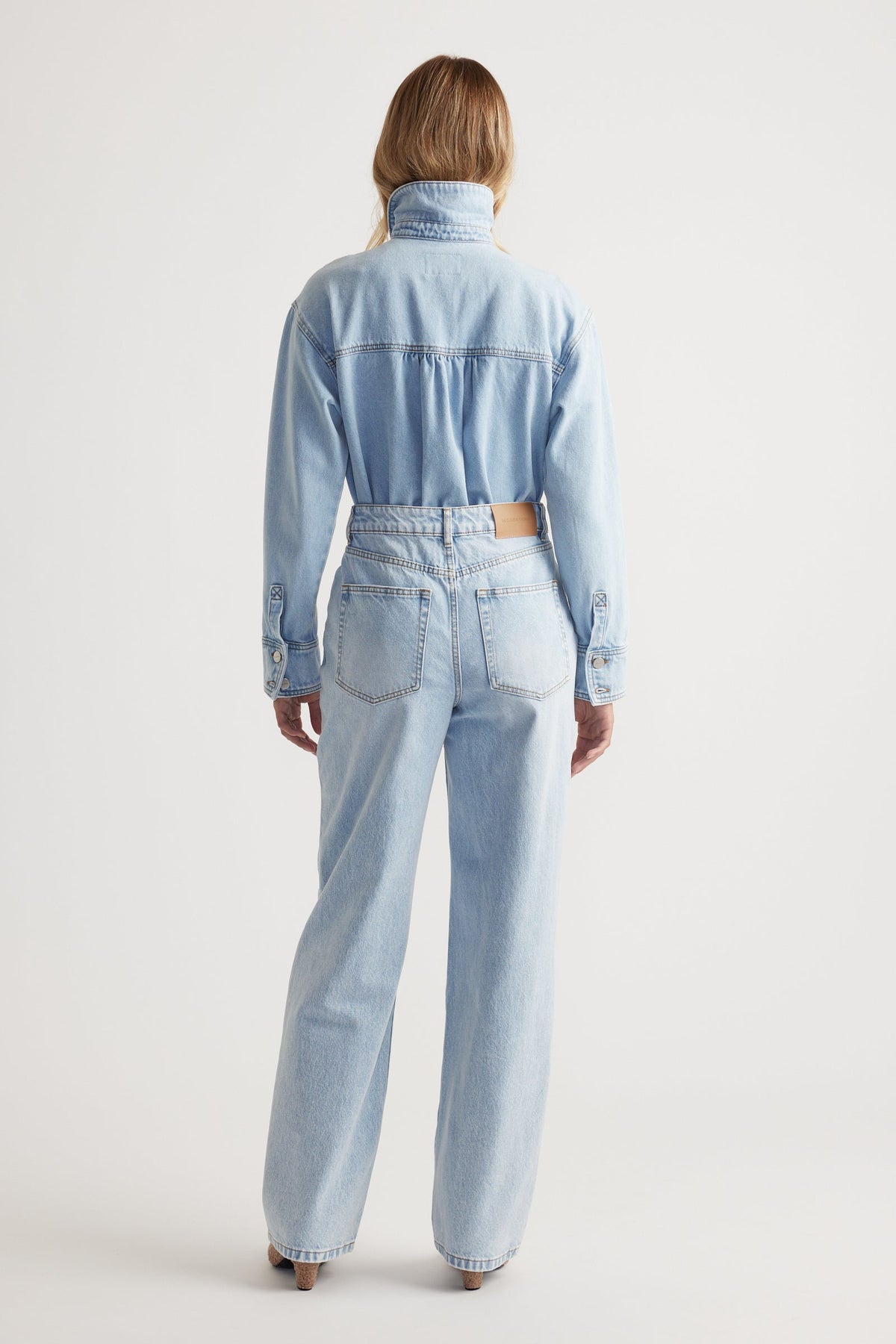 Ariana Straight Leg Jean in light wash denim with high-rise waist and relaxed fit by DECJUBA Australian fashion brand
