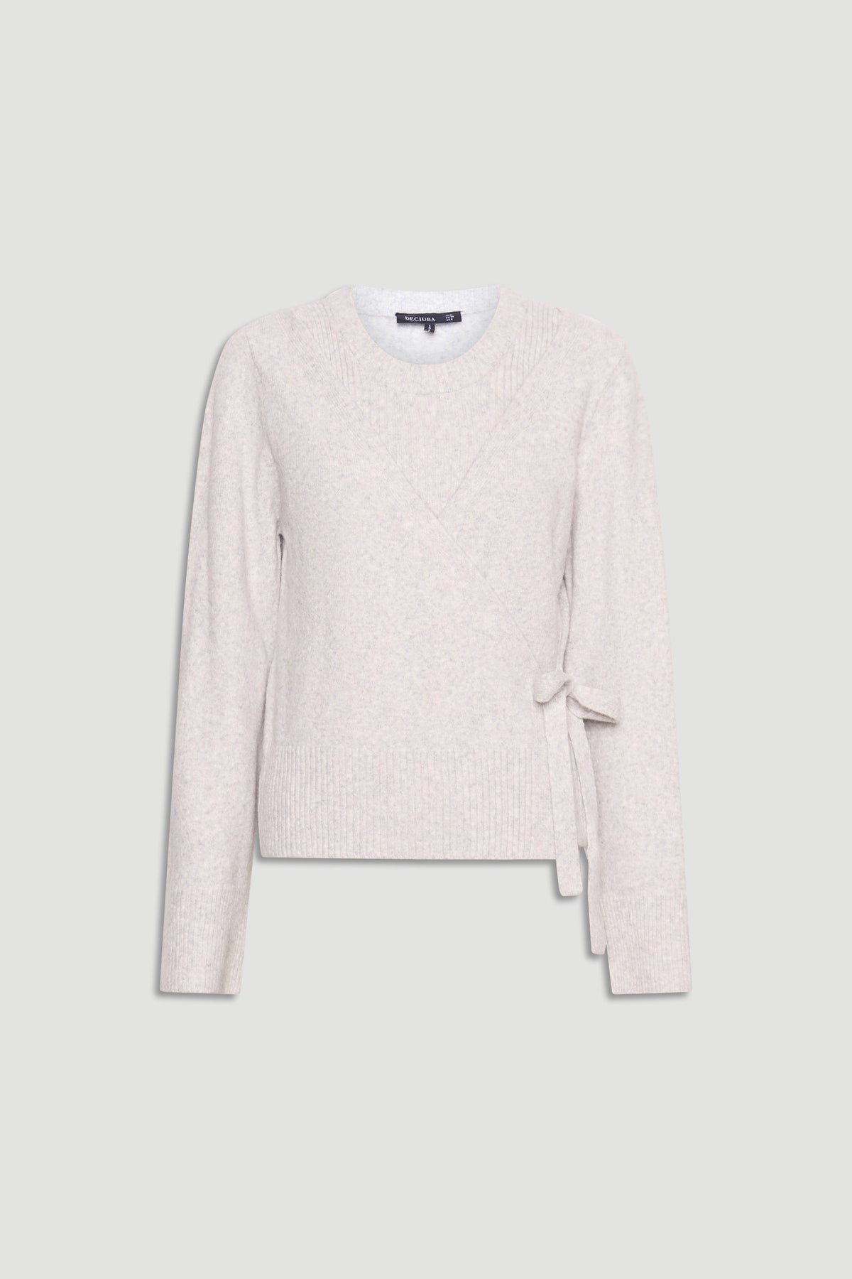 Tamica Layered Jumper in soft oatmeal beige knit with a side tie detail for a stylish layered look and cozy comfort.