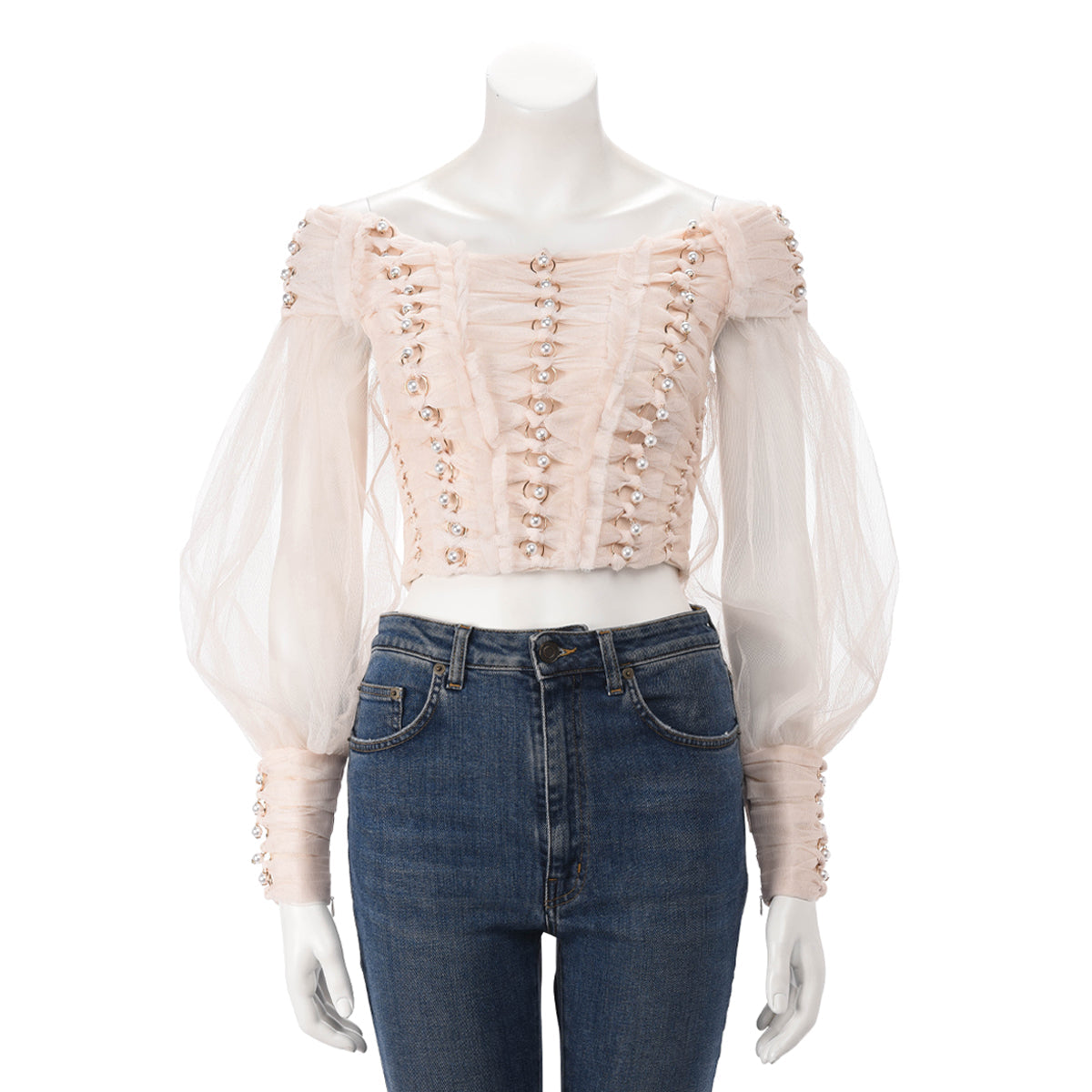 Tulle Rhythmic Chain Pearl Top