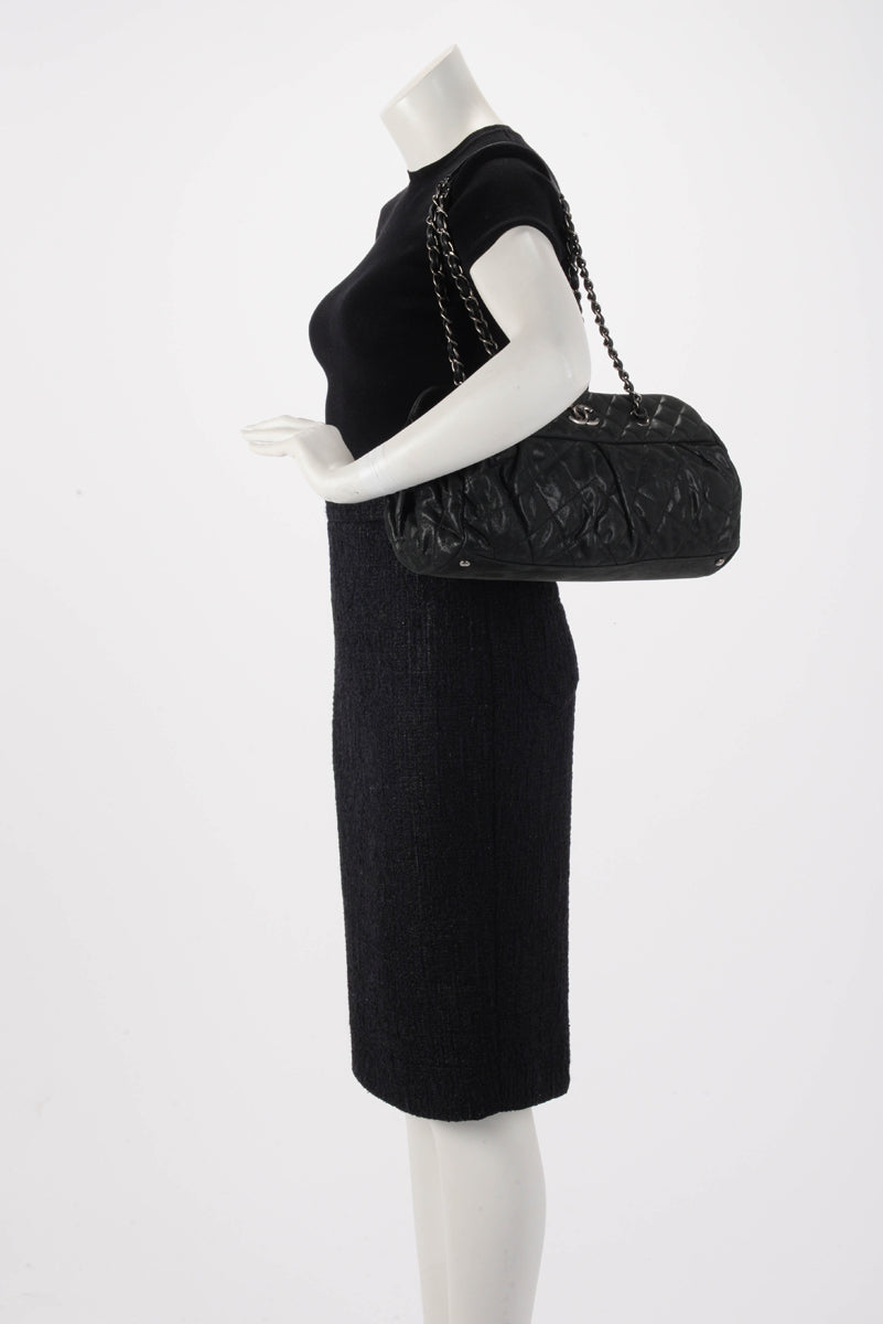 Iridescent Calfskin Chic Quilt Bowling Bag