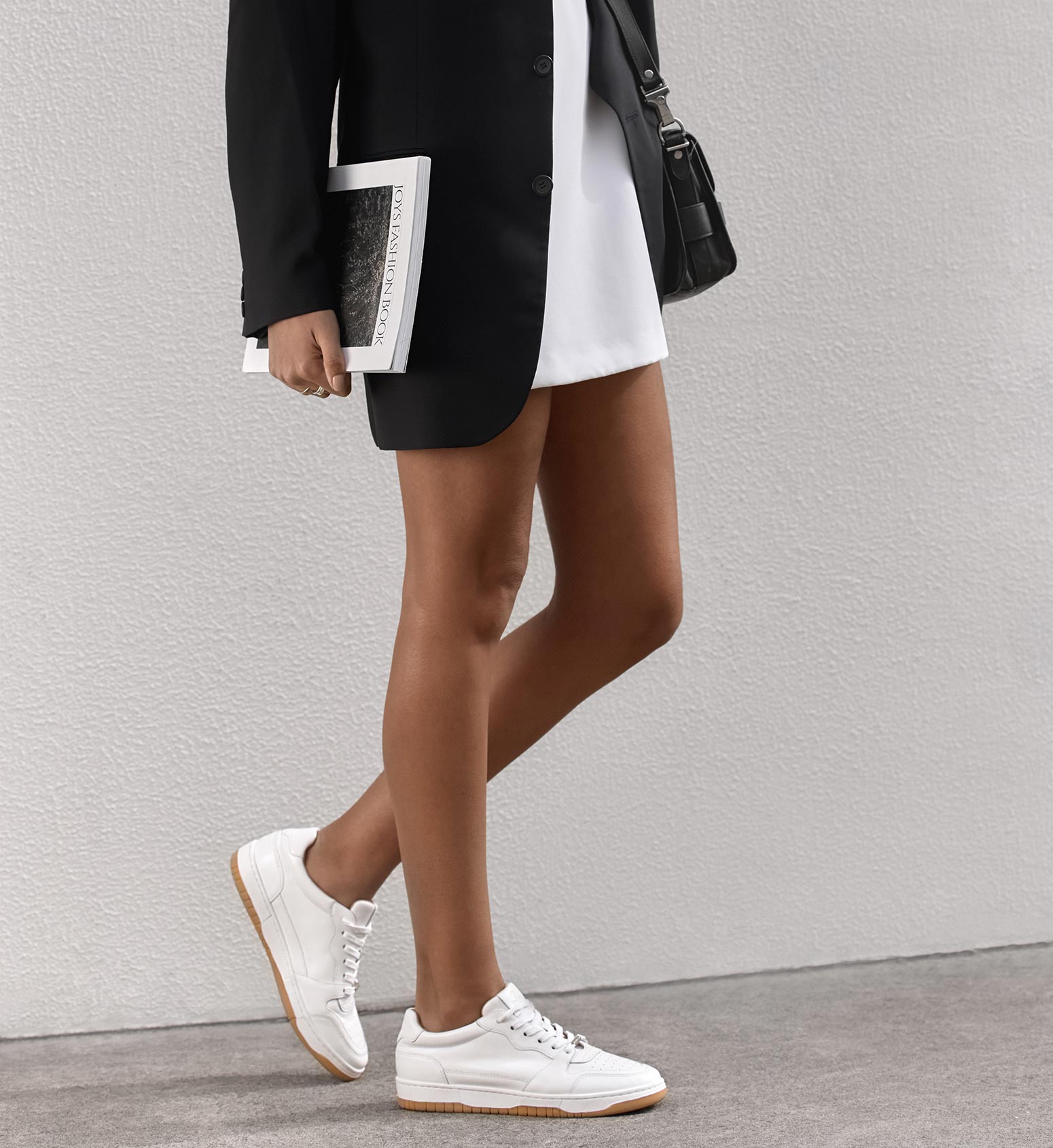 women's white leather sneaker with gum sole