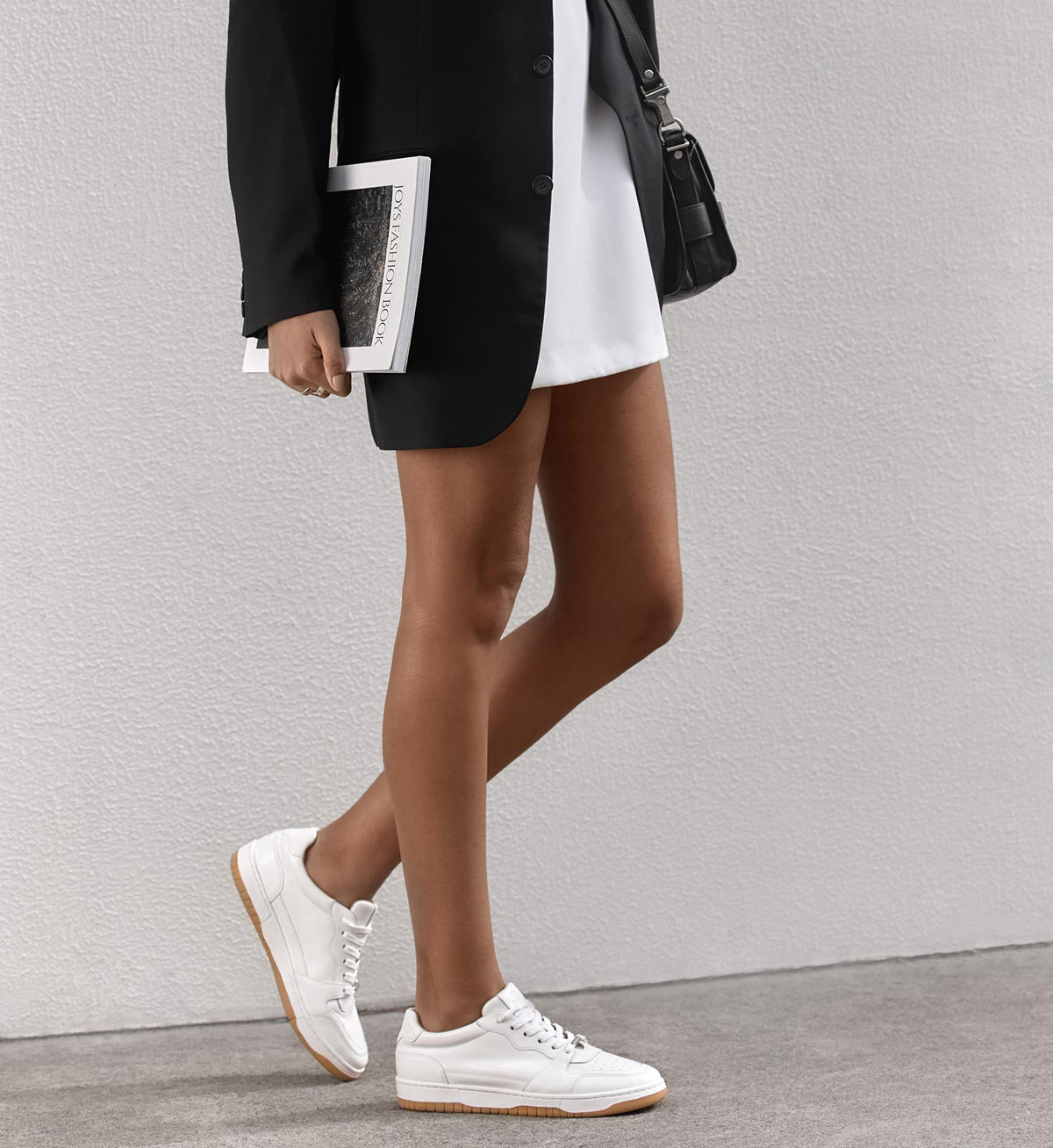 women's white leather sneaker with gum sole