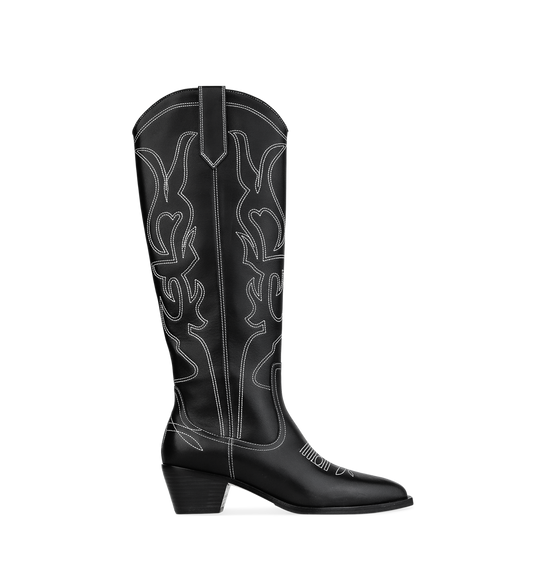 Akepa Black Leather Knee High Boots