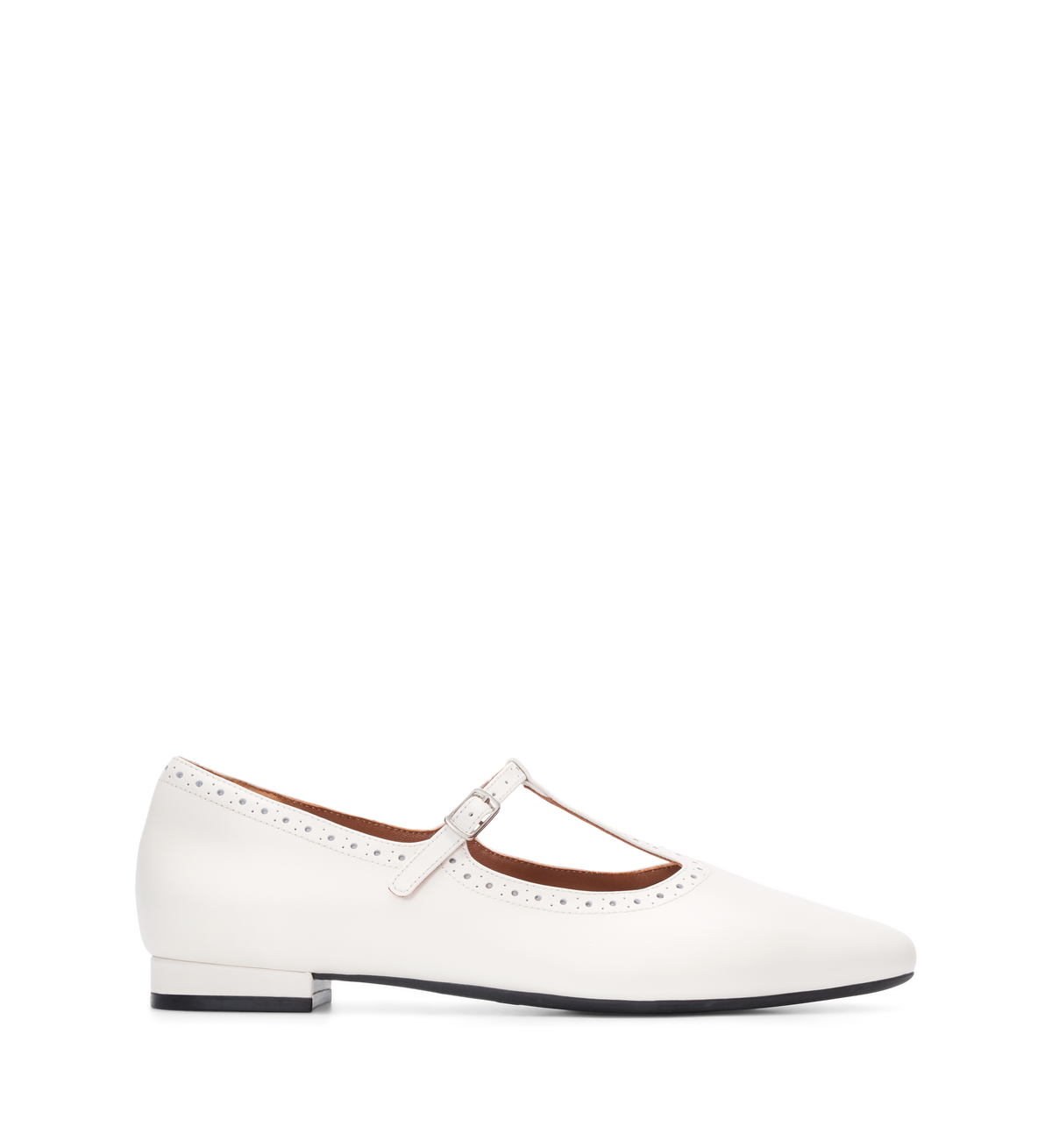 Alca White Leather Ballet Flats