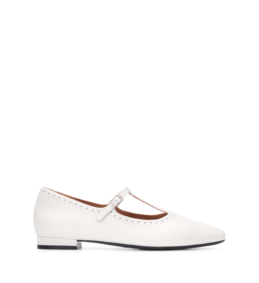 Alca White Leather Ballet Flats