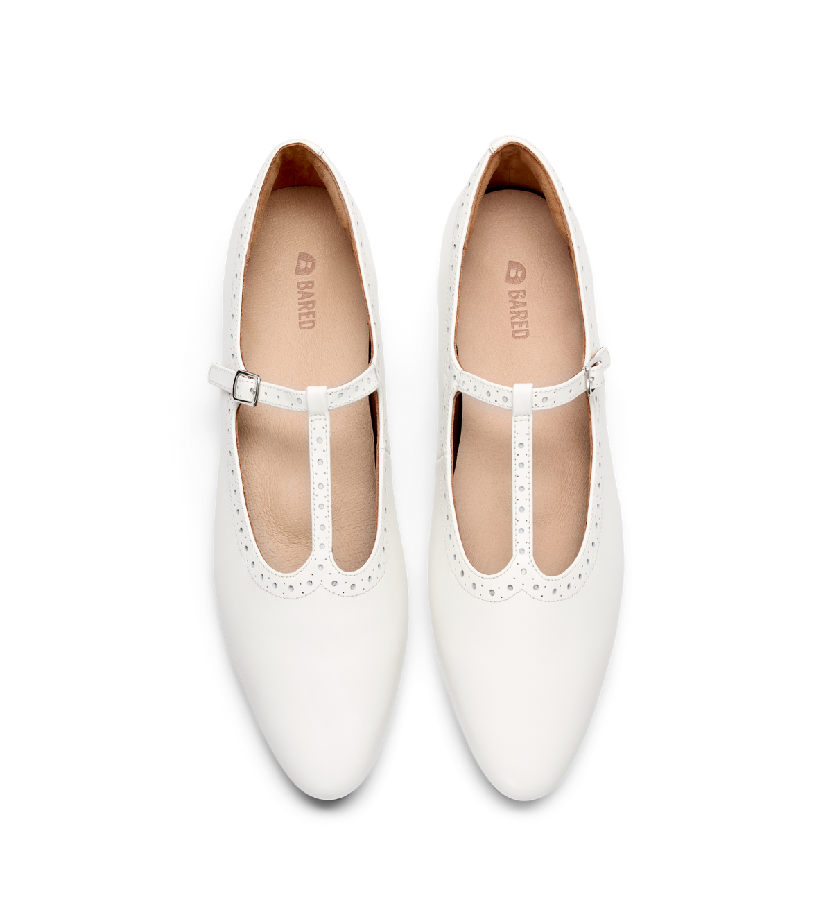 Alca White Leather Ballet Flats