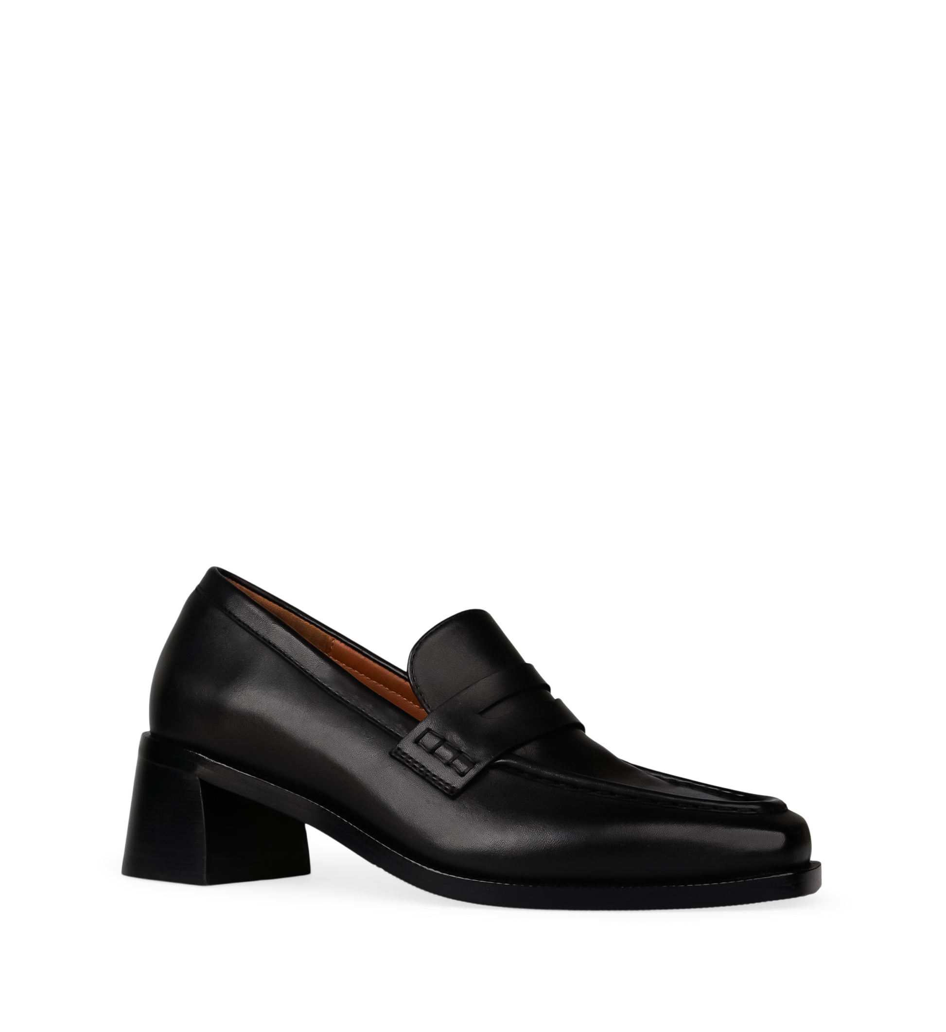 womens black loafers with a heel