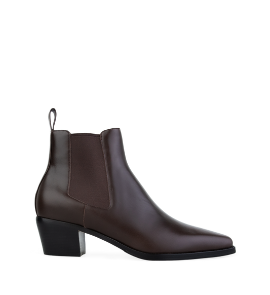 Ani Carob Boxed Leather Ankle Boots
