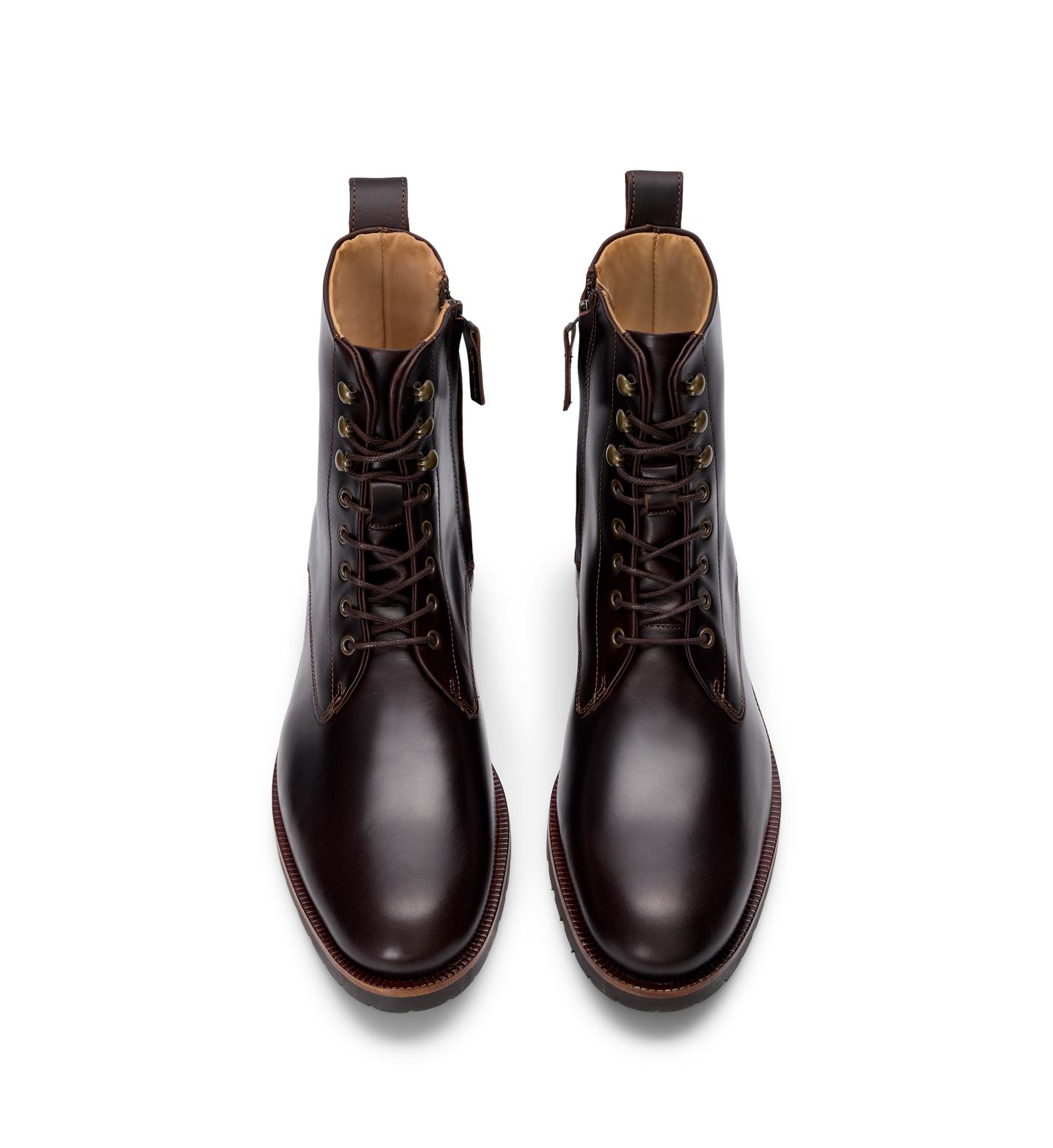 lace up brown mens boots with side zip