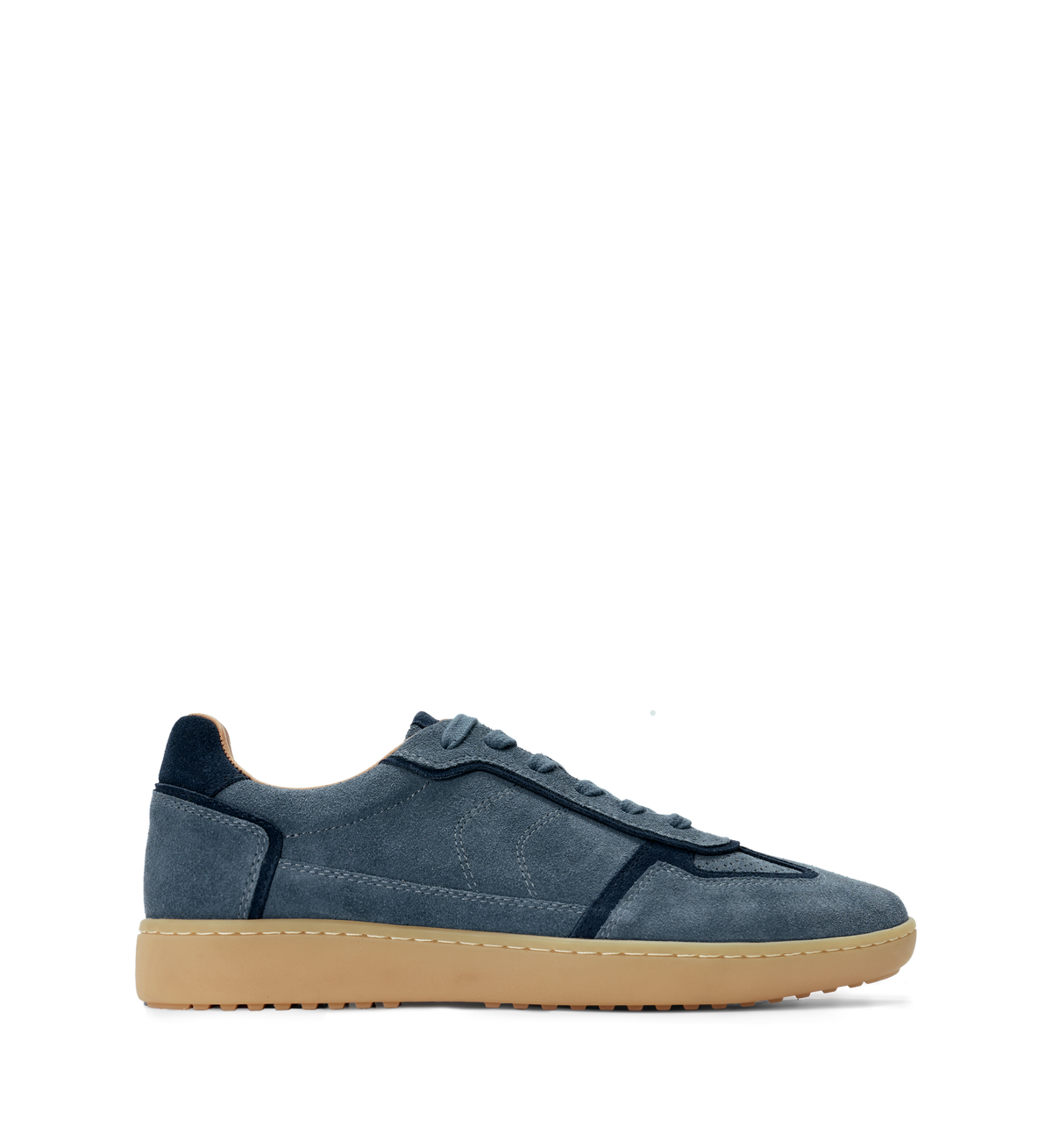 Blue sneaker with a white background