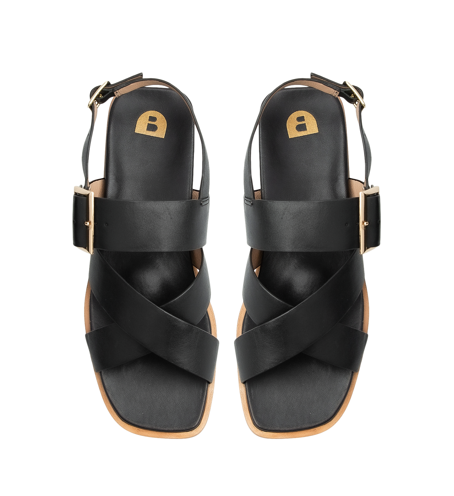 Avadavat Black Leather Flat Sandals