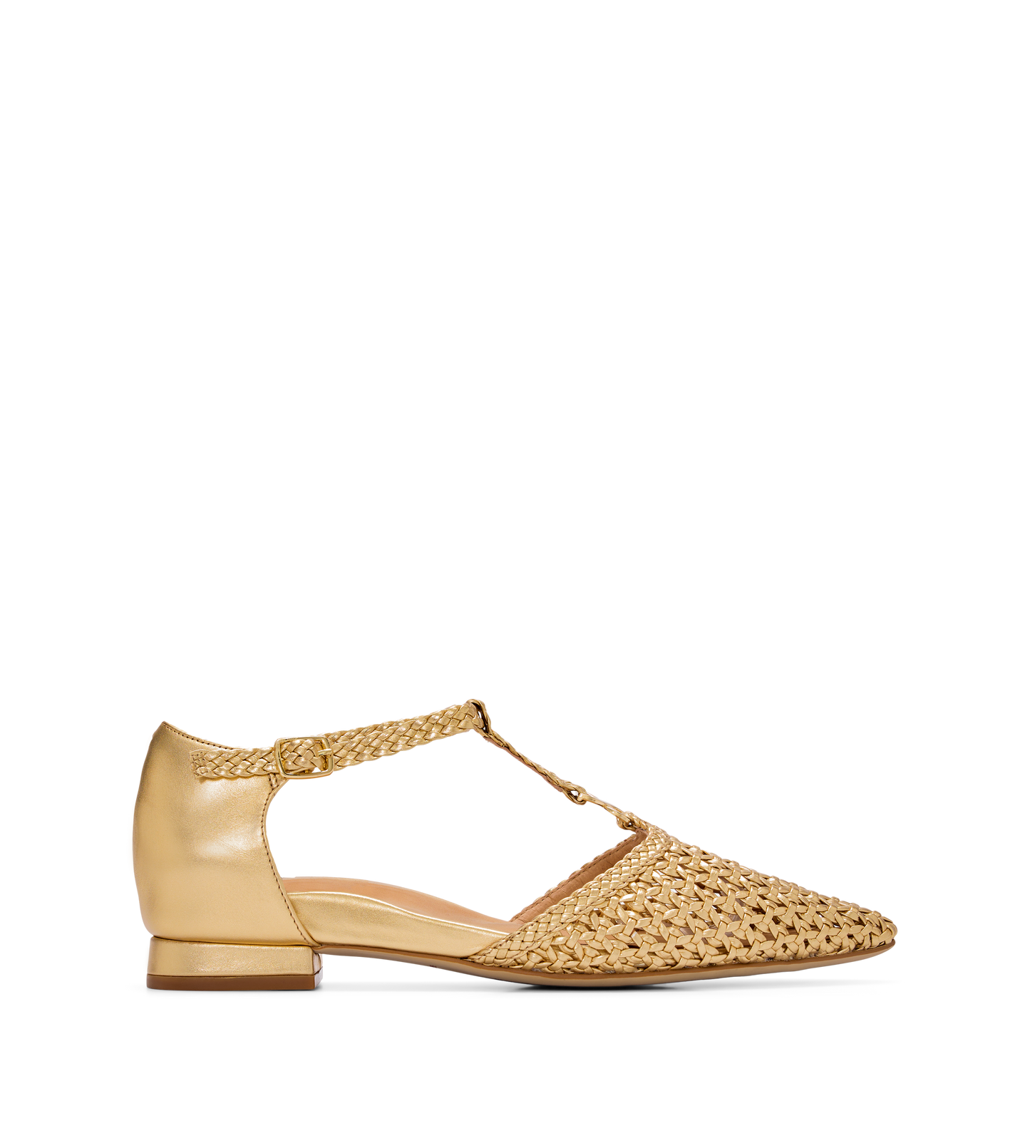 Avocet Gold Woven Leather & Hardware Flats