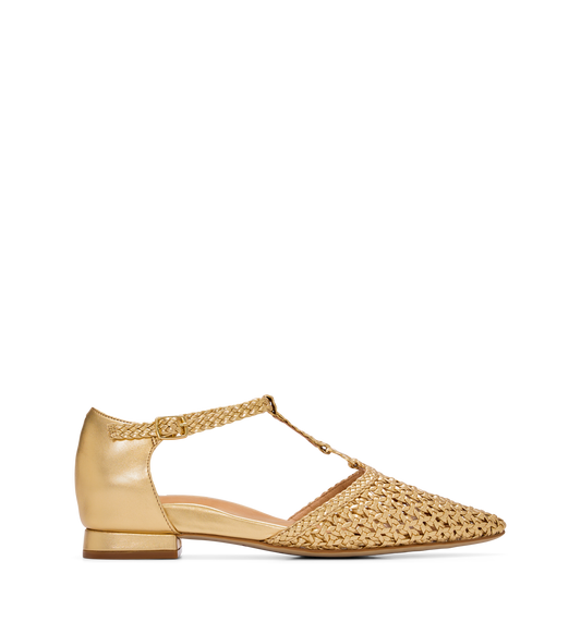 Avocet Gold Woven Leather & Hardware Flats