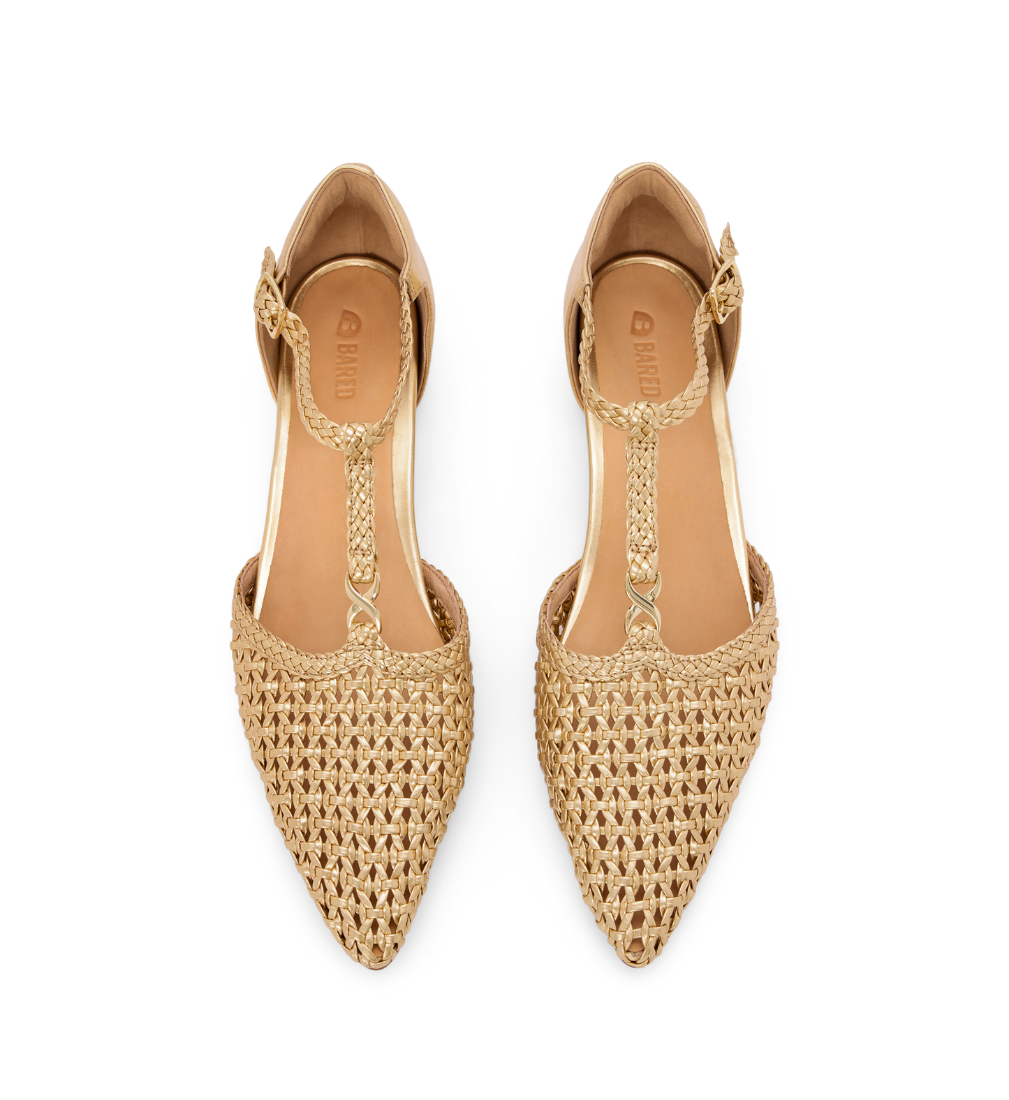 Avocet Gold Woven Leather & Hardware Flats