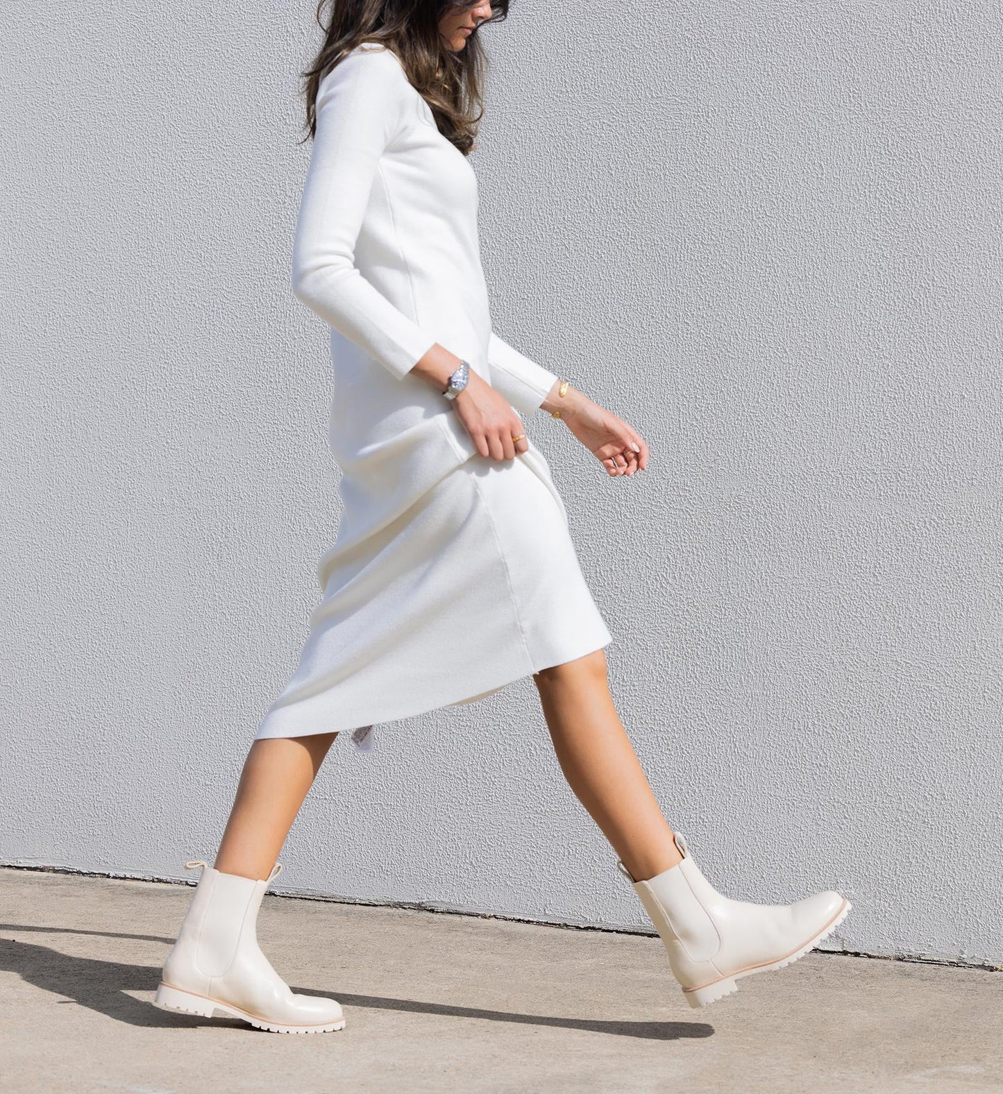 Coot Oatmilk Leather Flat Boots