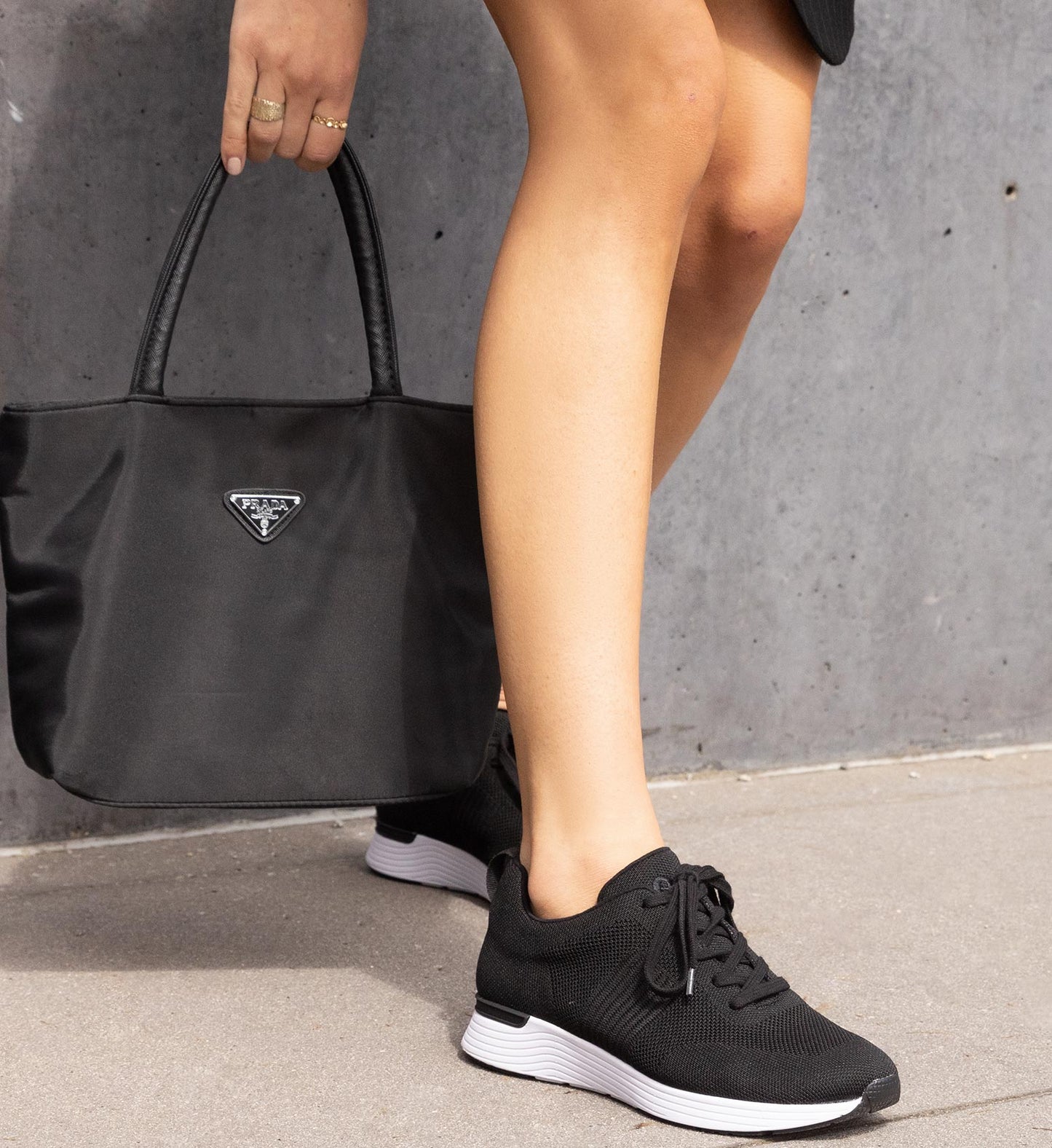 Jabiru Black Knit Sneakers