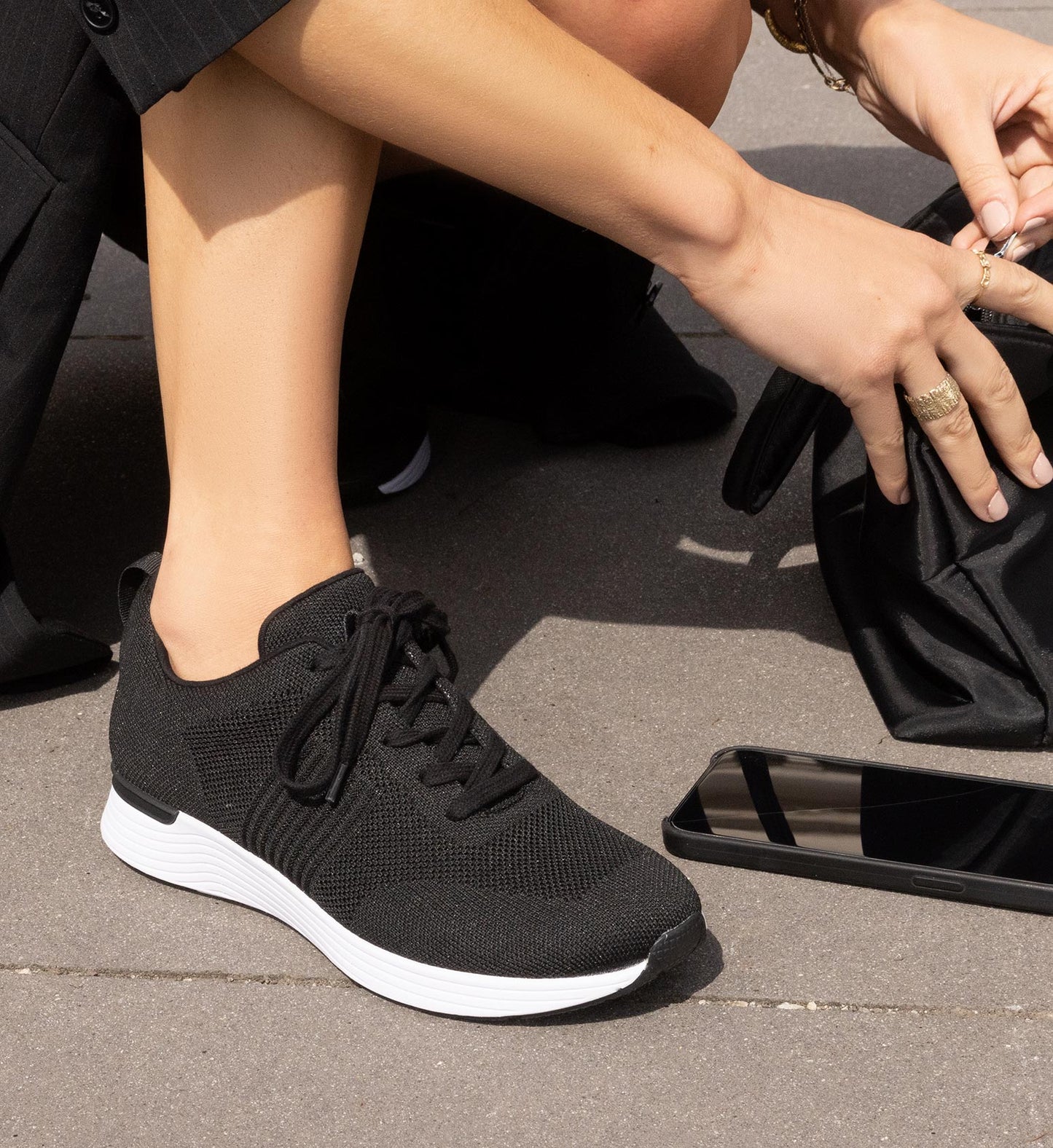 Jabiru Black Knit Sneakers