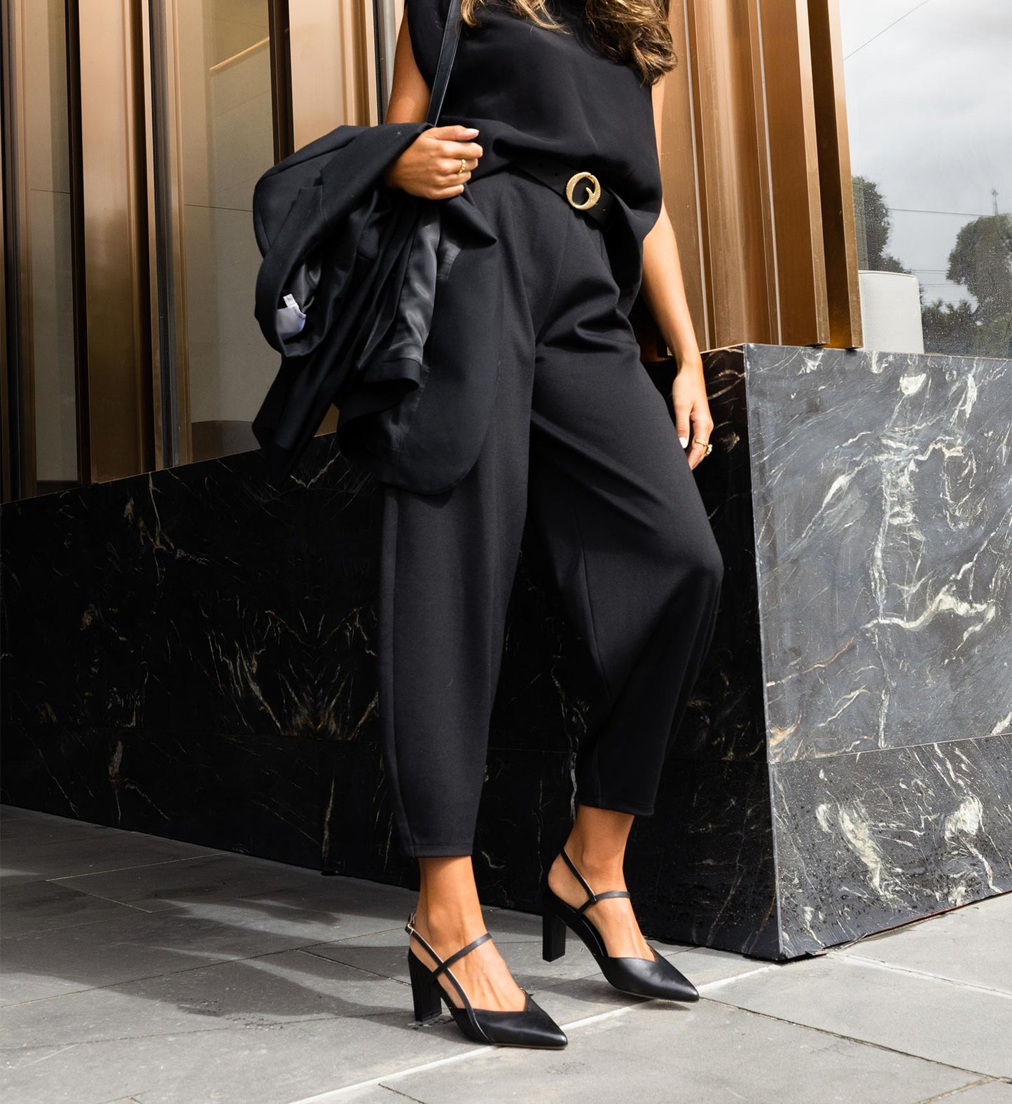 Kiskadee Black Leather High Heels