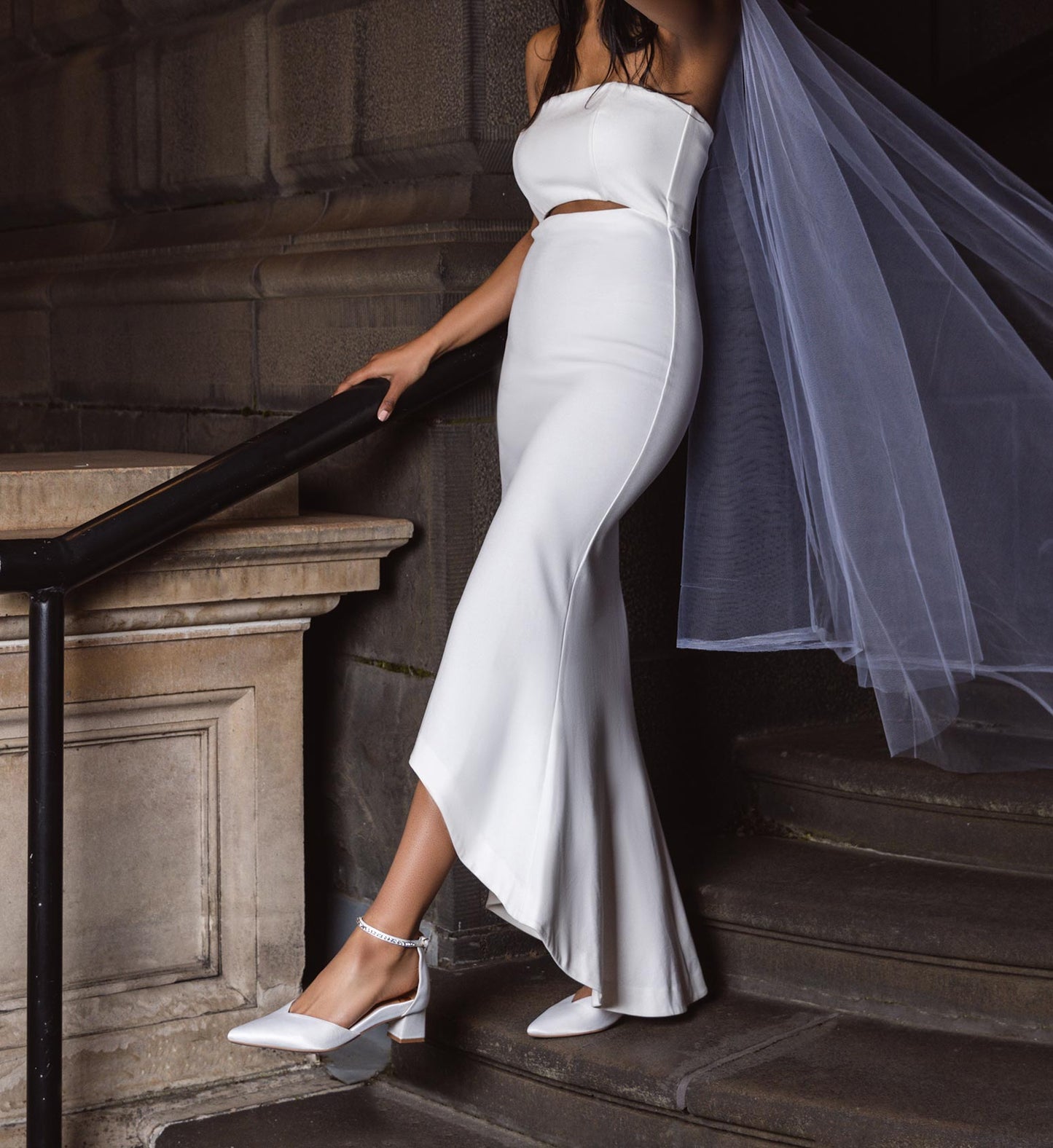 Quelea White Satin Low Heels