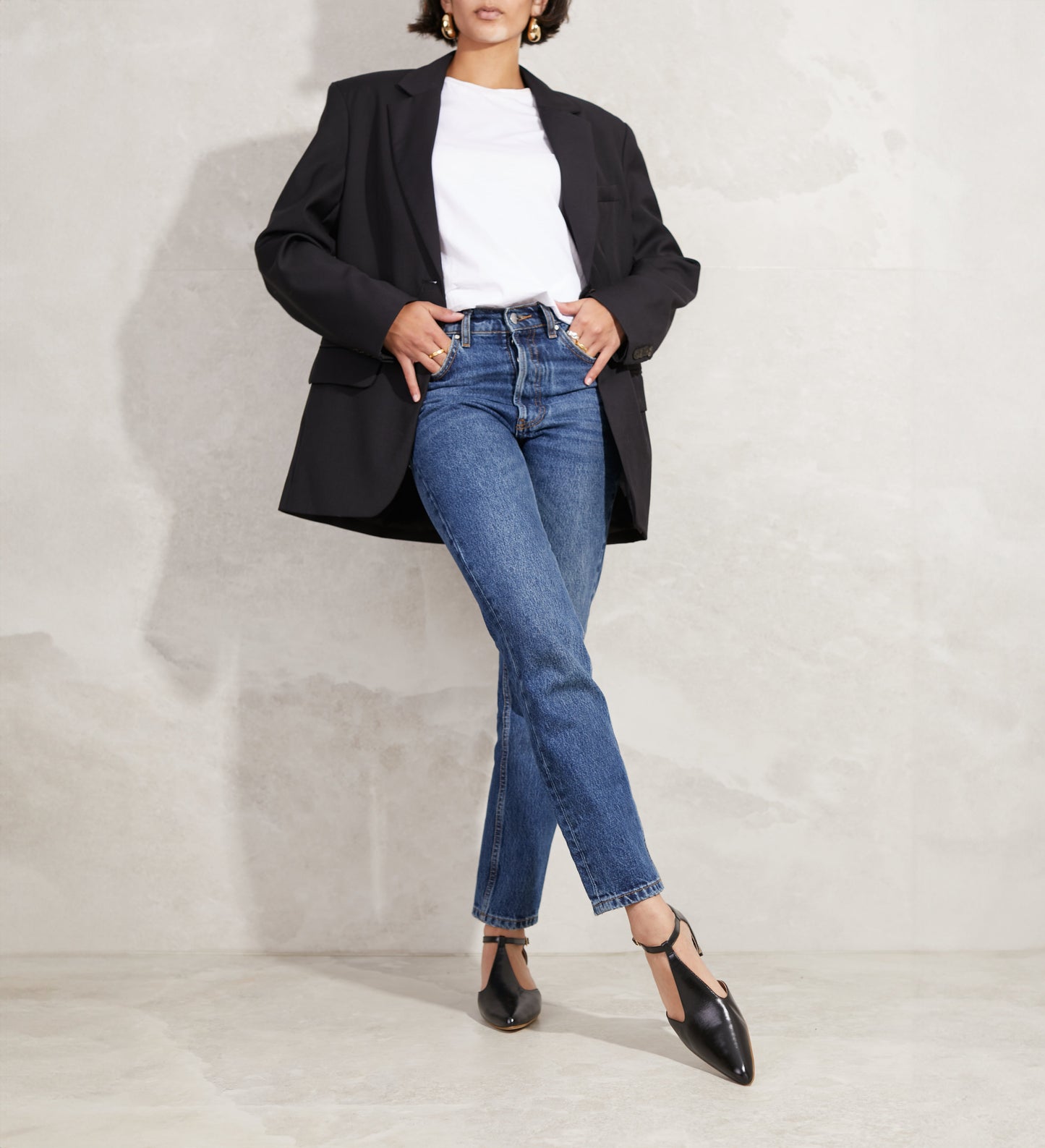 Shama Black Boxed Leather Flats