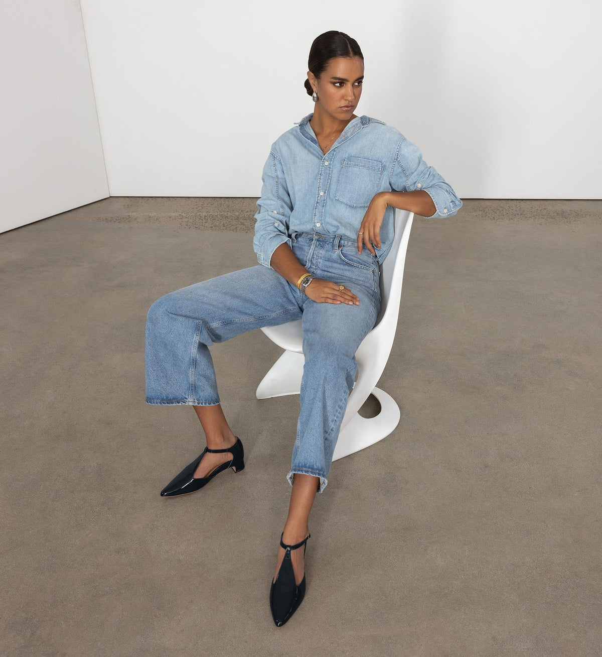 Shama Navy Patent Leather Flats