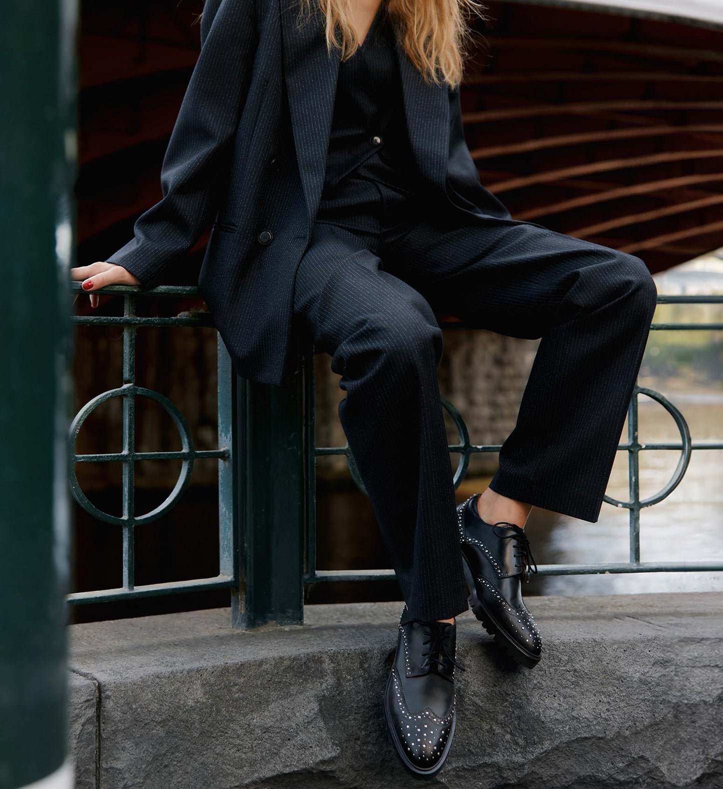 Silktail Black Leather & Hardware Flats