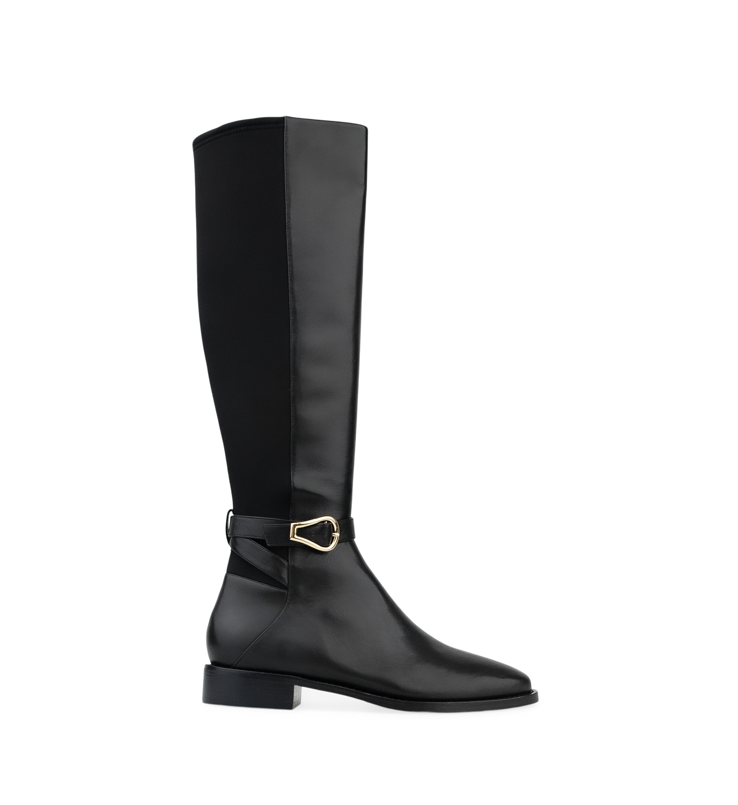 Branta Black Leather & Neoprene Knee High Boots