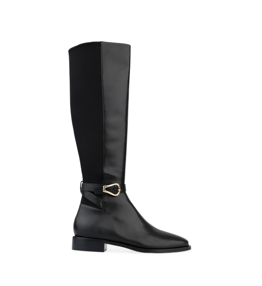 Branta Black Leather & Neoprene Knee High Boots