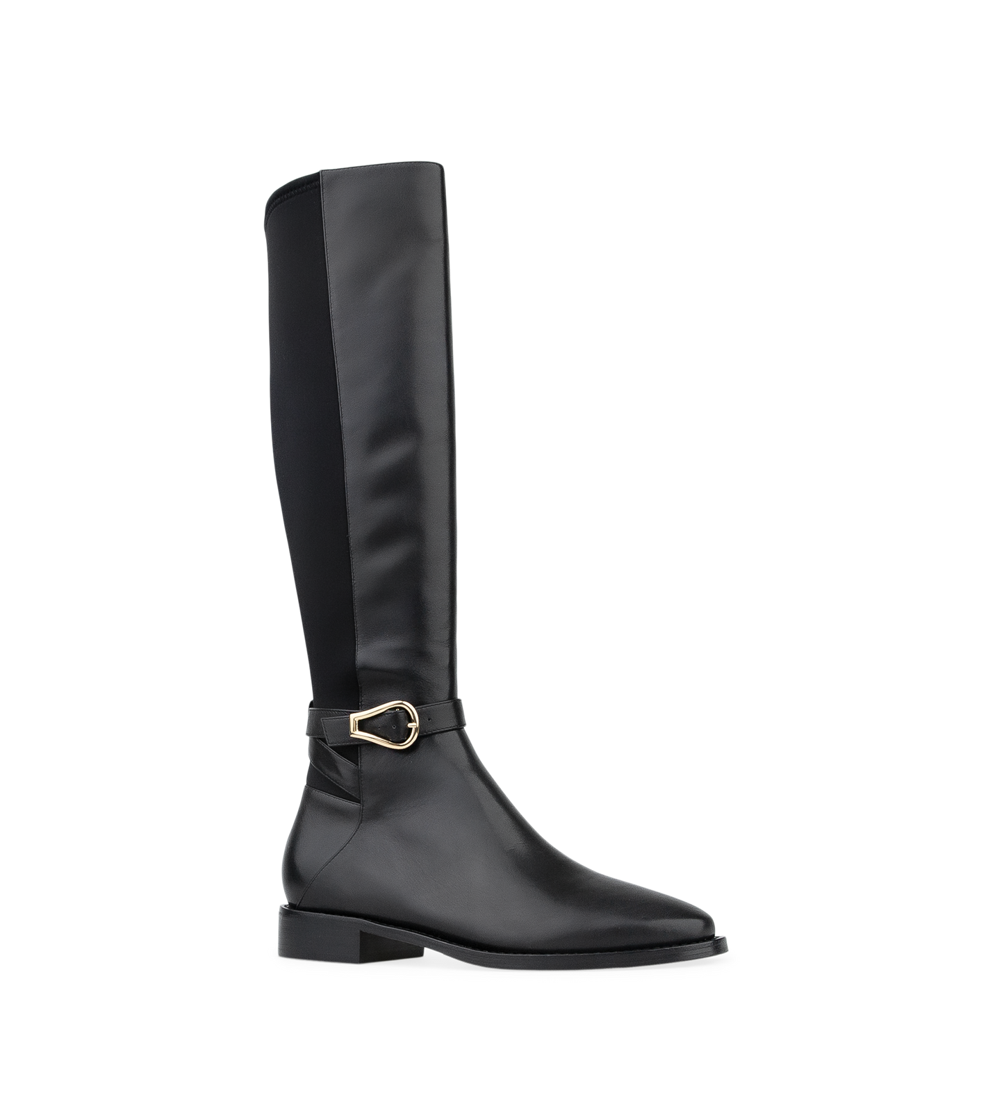 Branta Black Leather & Neoprene Knee High Boots