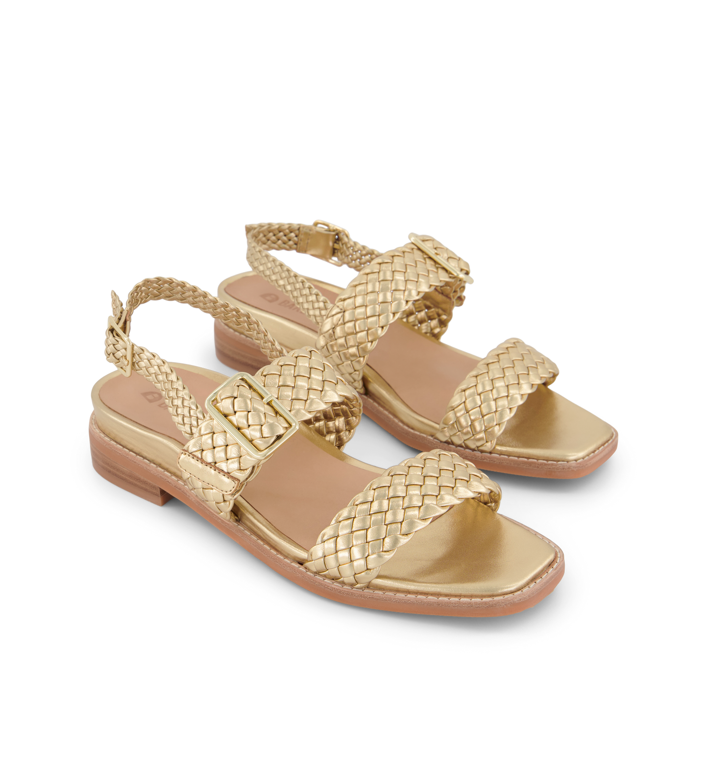 pair of womens gold sandals