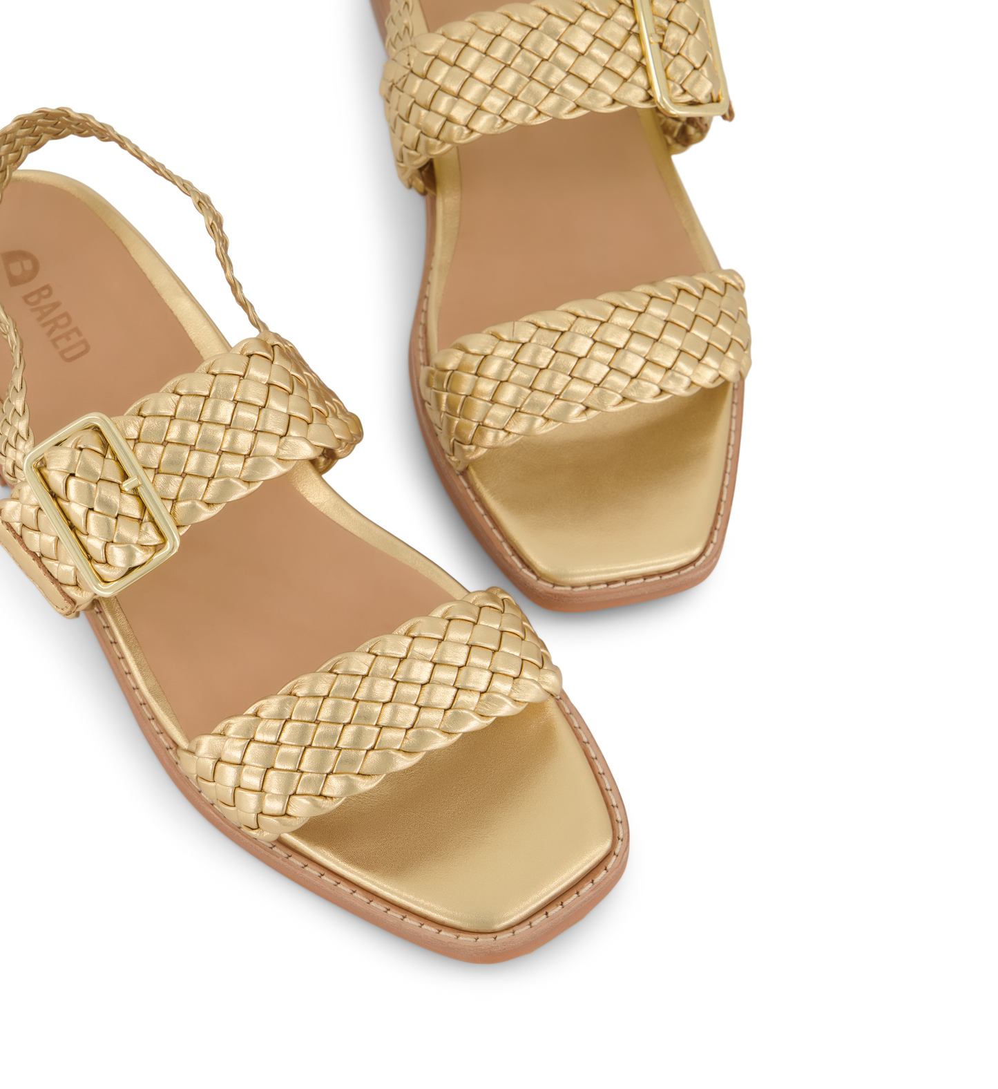 close up on the bared footwear bristlefront gold sandals