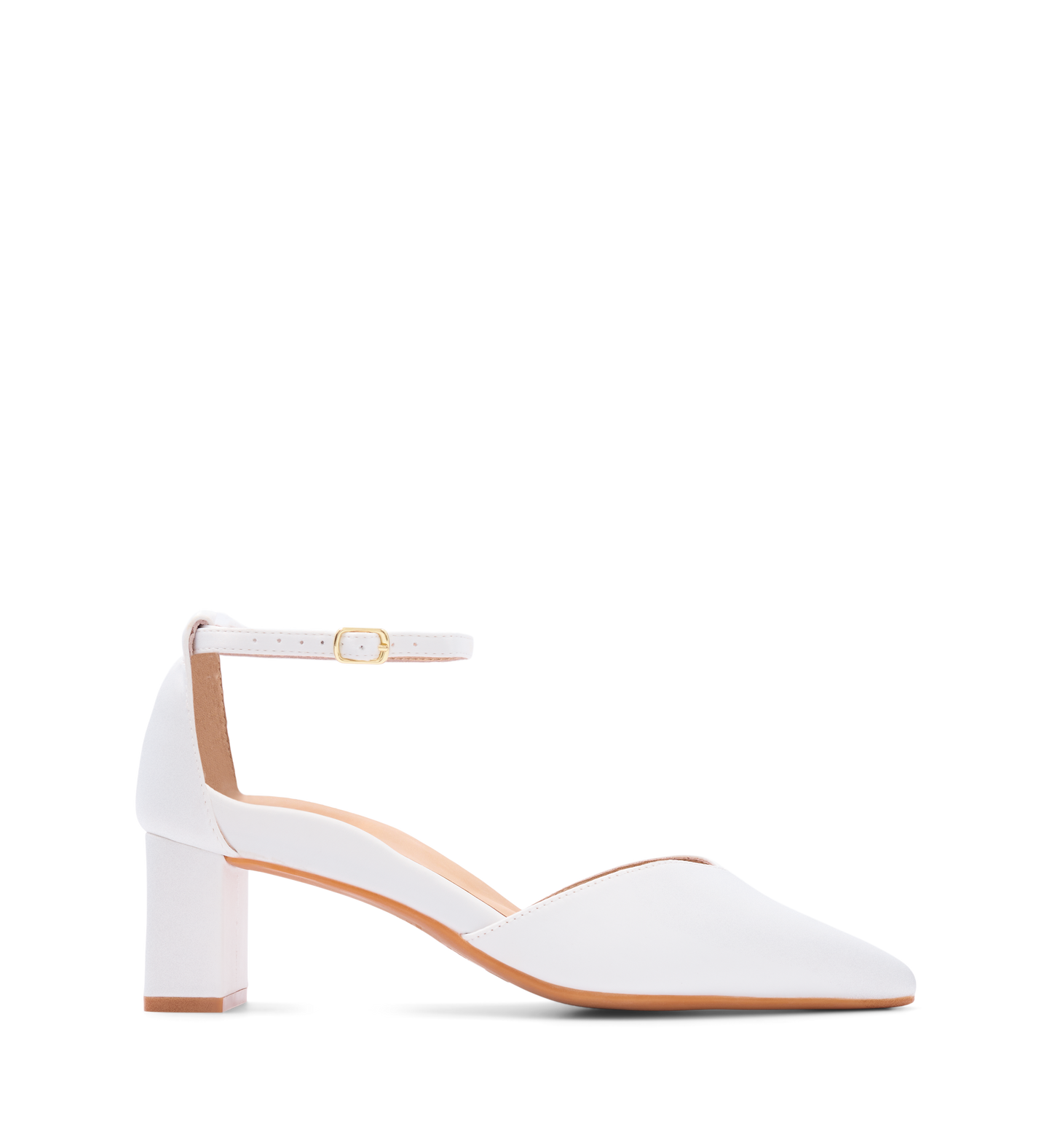 Buteo White Satin Low Heels