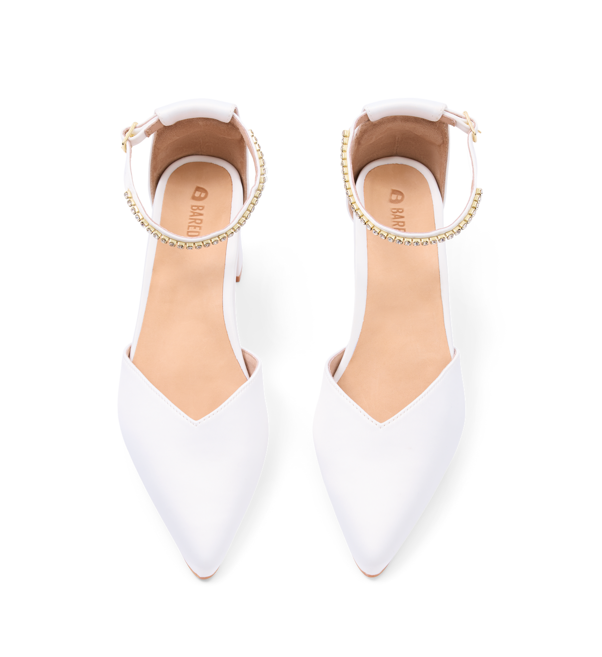 Buteo White Satin Low Heels