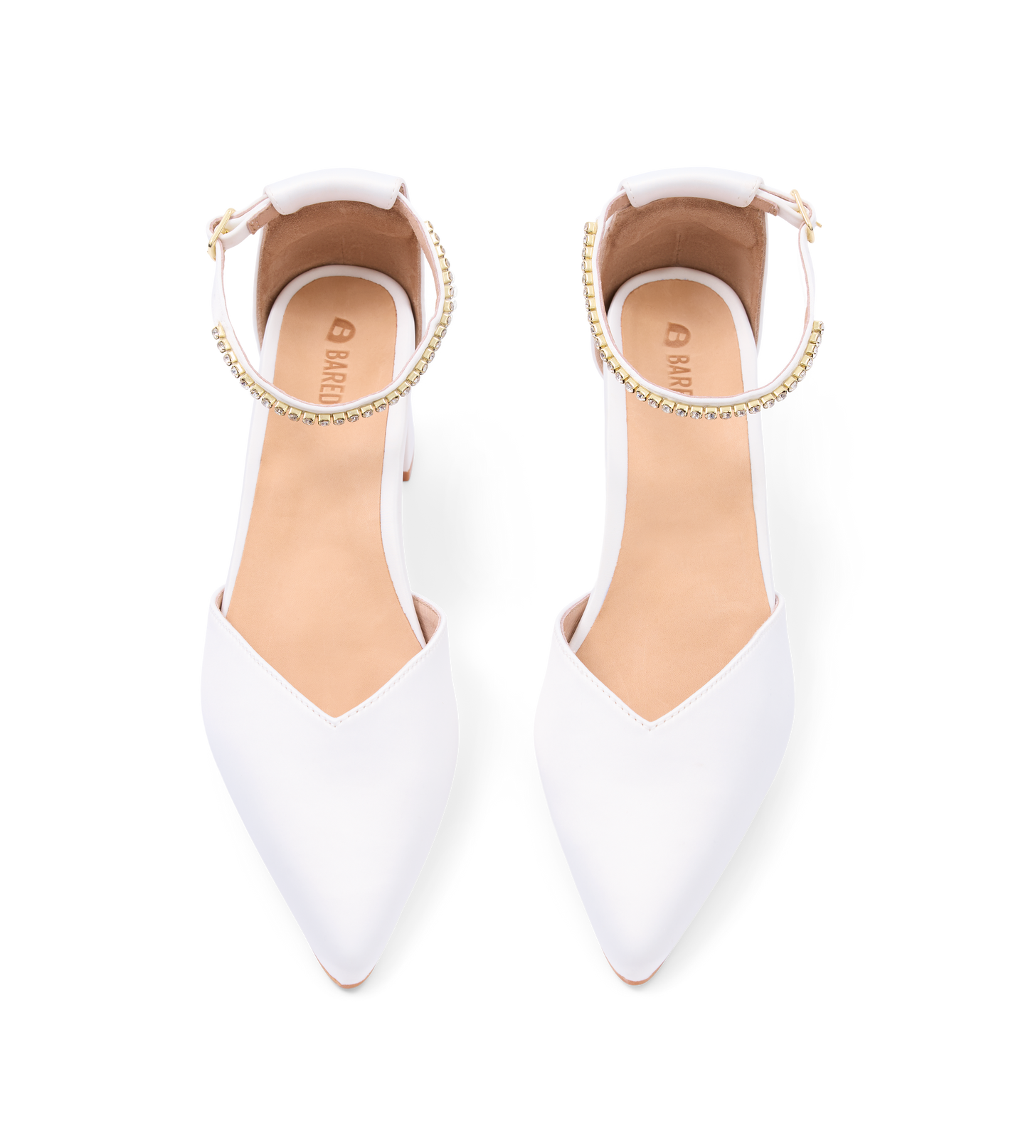 Buteo White Satin Low Heels