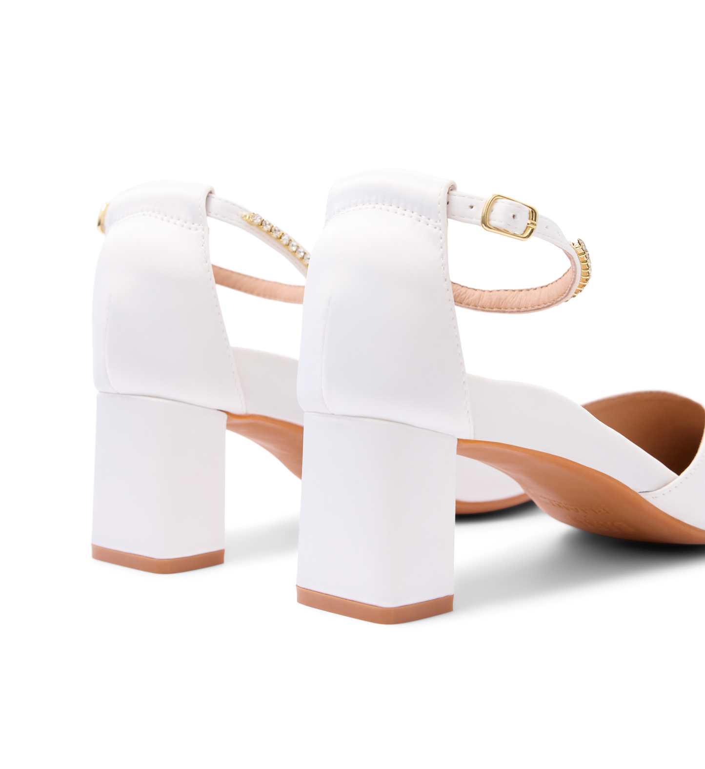 Buteo White Satin Low Heels