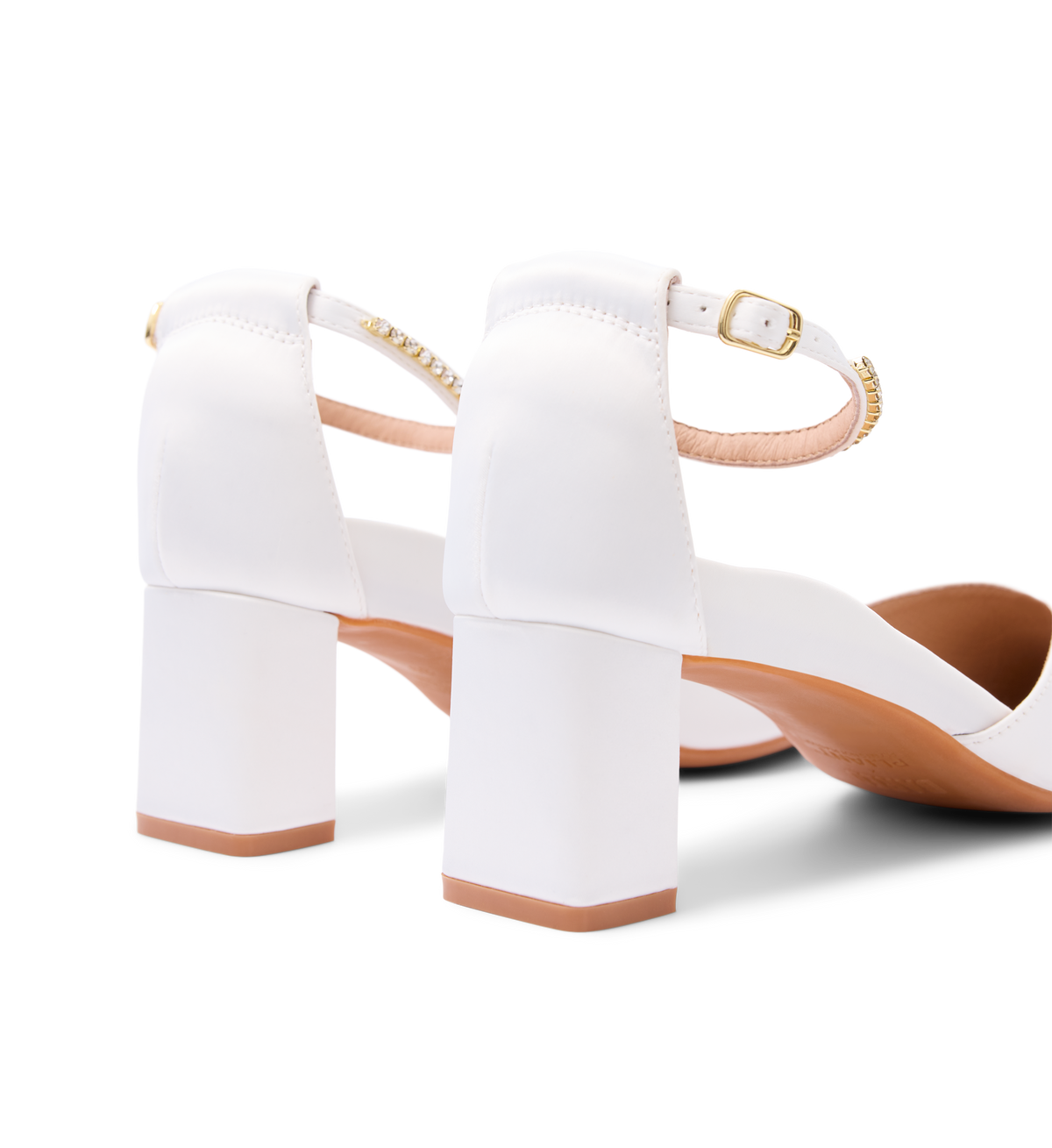 Buteo White Satin Low Heels