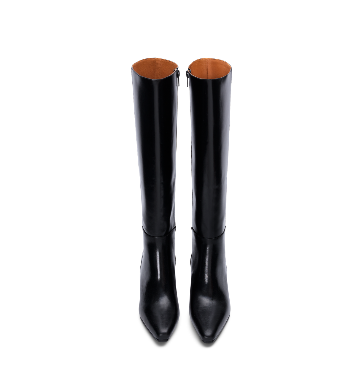 pair of black knee high boots 