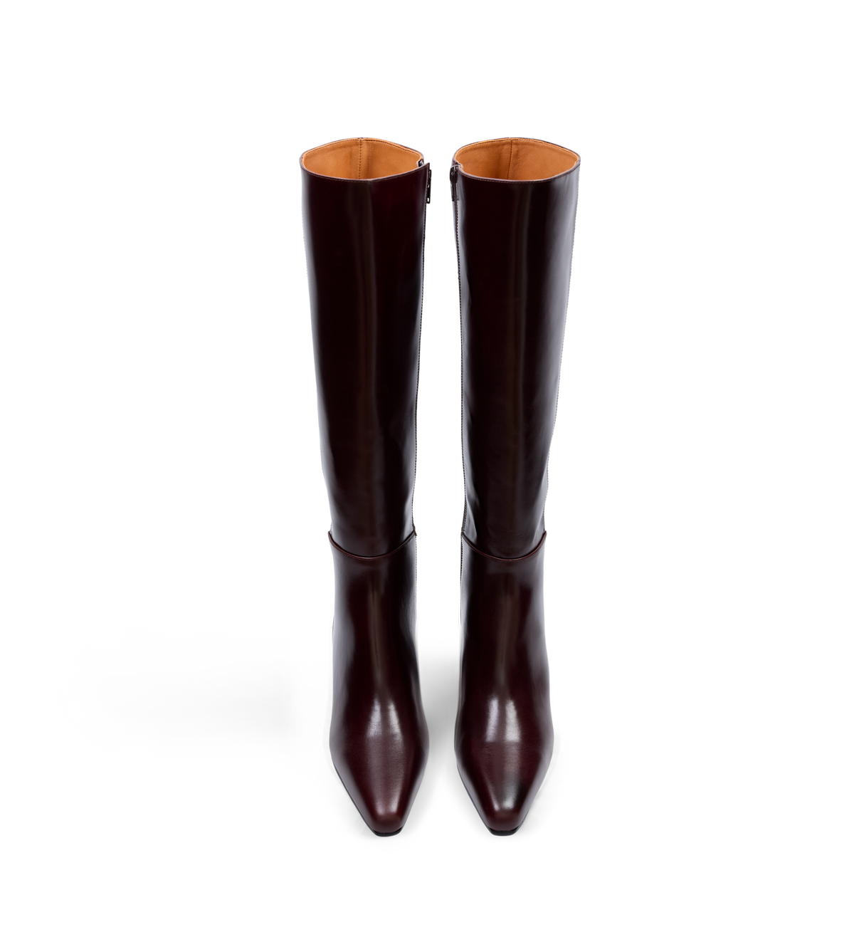 front on of the bared footwear cacique brown leather knee high boots