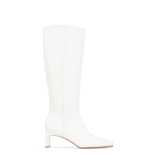 Cacique White Boxed Leather Knee High Boots