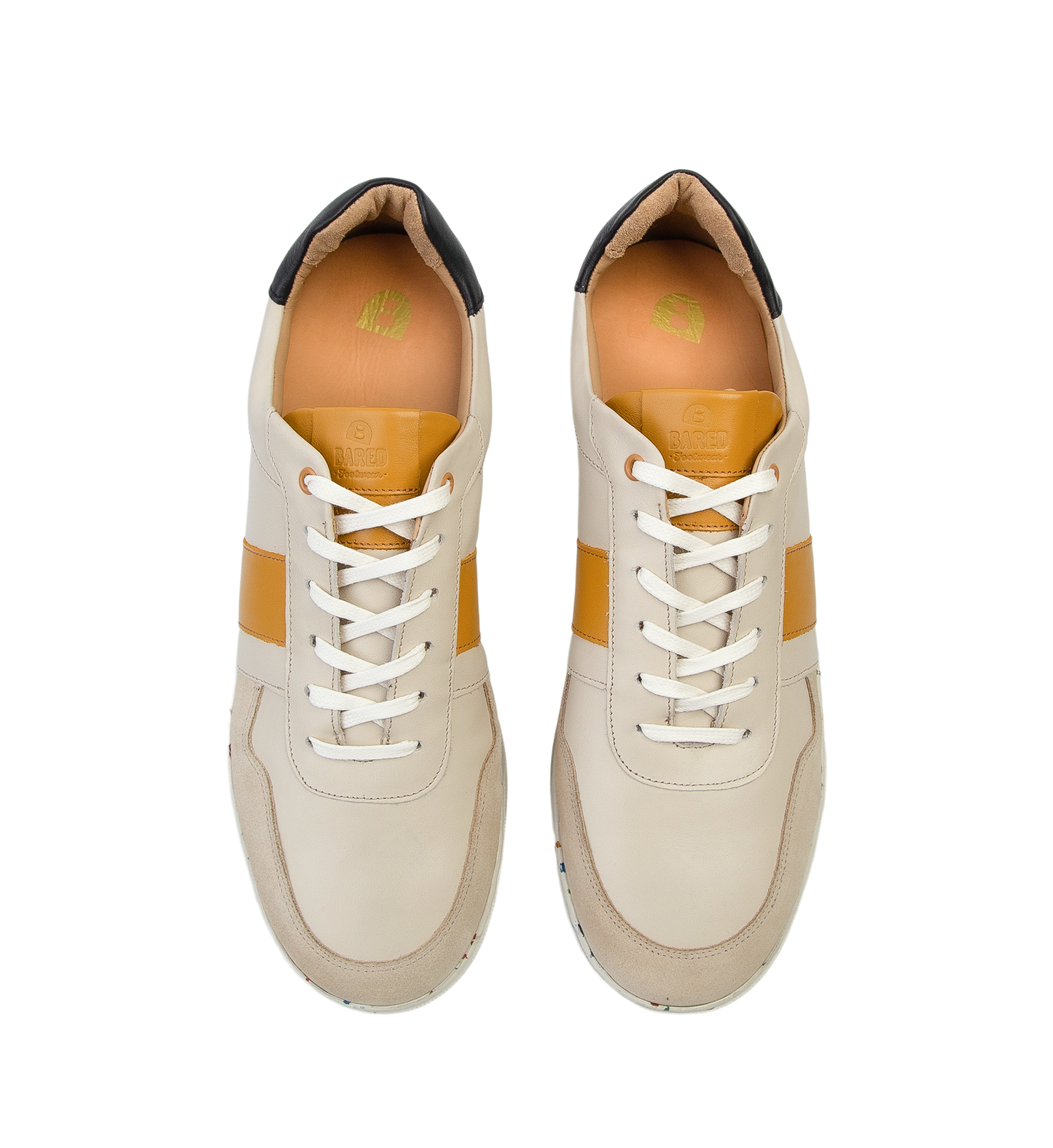 Caesium Ecru & Mustard Leather Sneakers