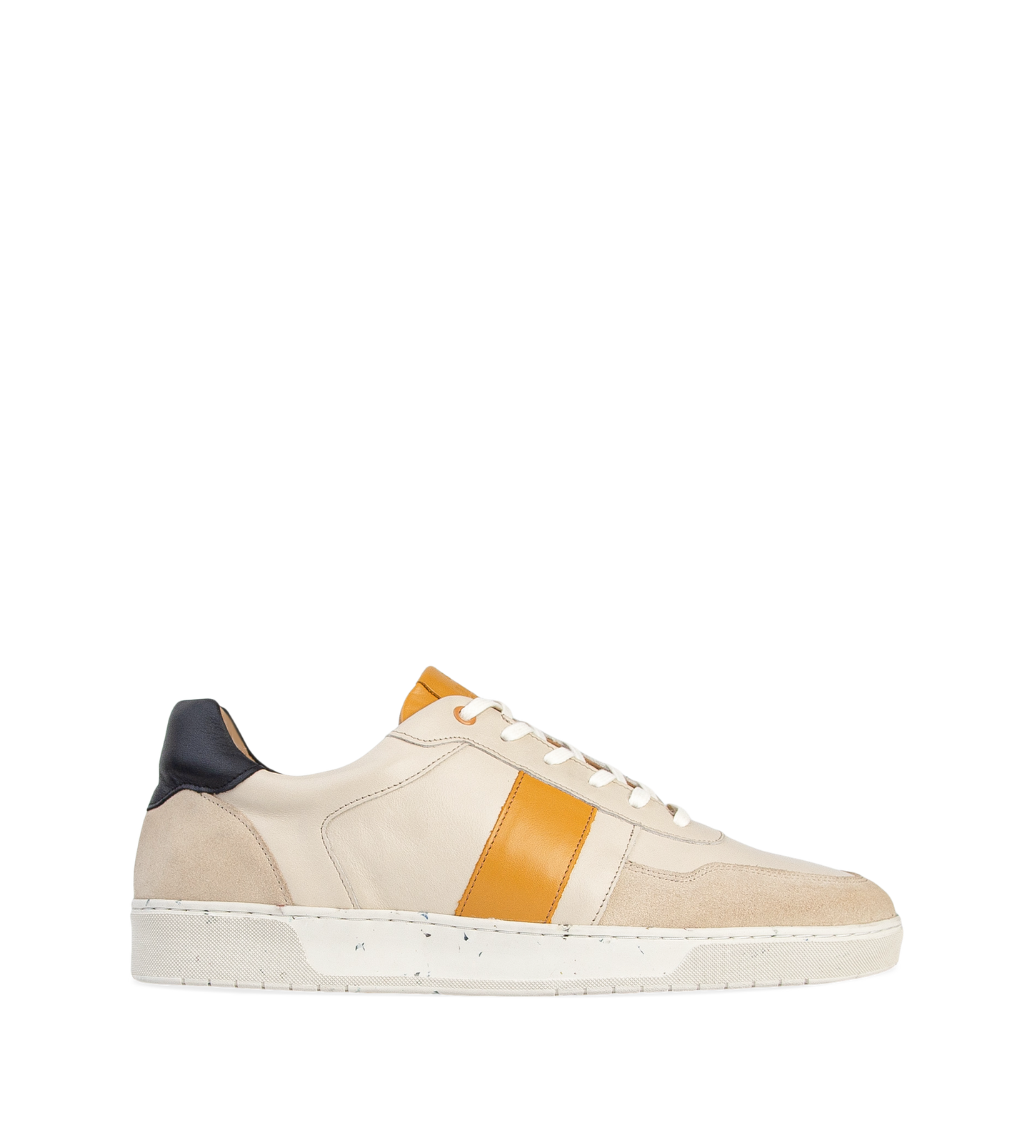 Caesium Ecru & Mustard Leather Sneakers
