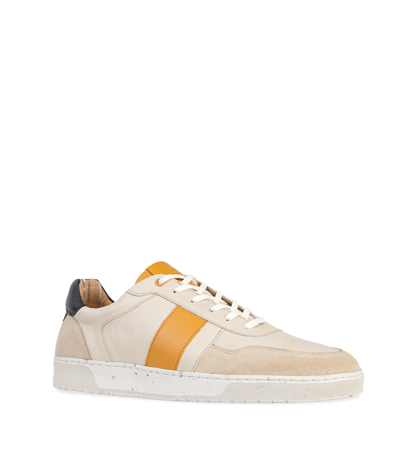 Caesium Ecru & Mustard Leather Sneakers