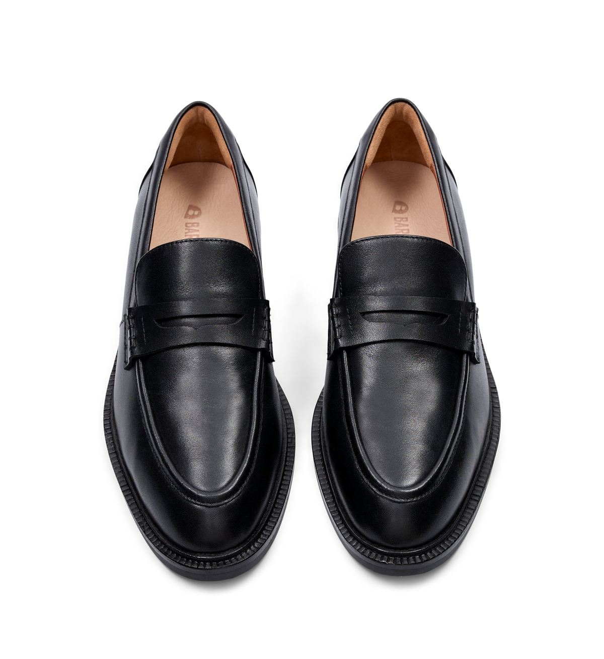 pair of womens loafers in black leather
